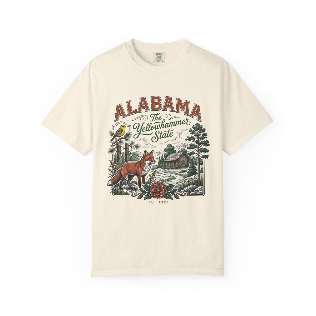 Alabama Graphic Unisex Heavyweight Garment-Dyed Travel Tourist Graphic Gift Tee 100 Cotton Comfort Colors T-Shirt