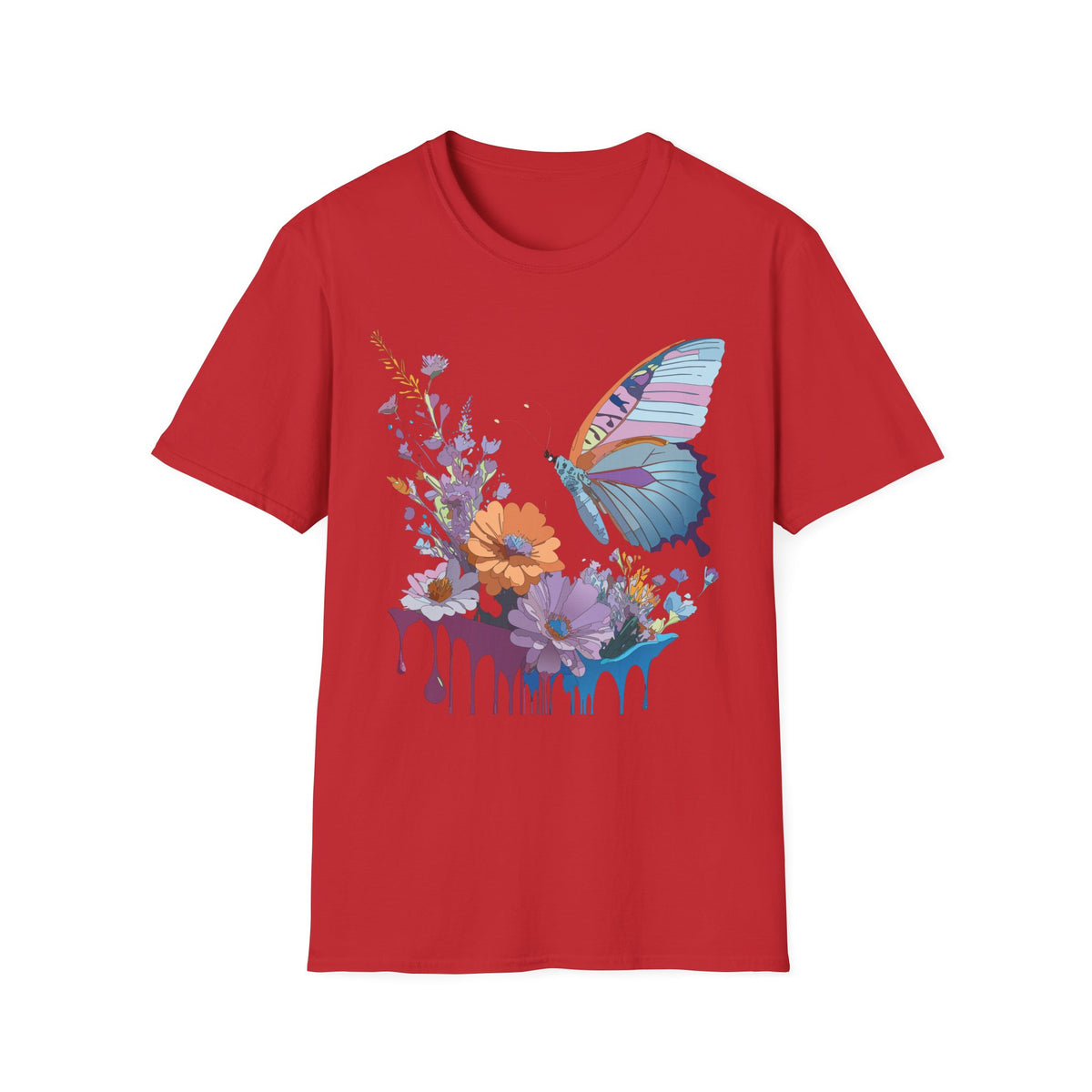 Butterfly Floral Graphic Design Unisex 100 Cotton Gildan T-Shirt