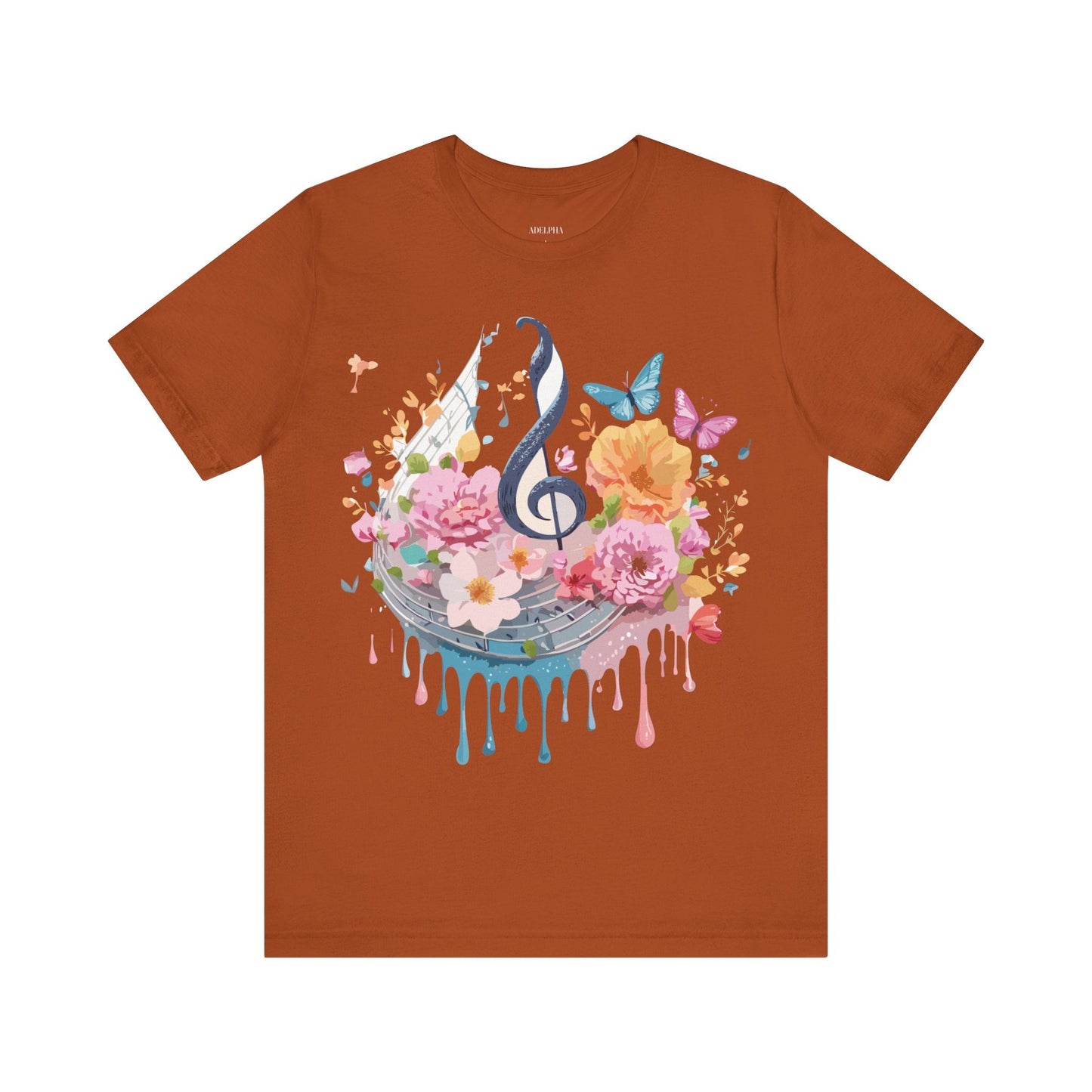 Music Graphic Unisex 100 Cotton Vintage Art with Musical Elements Tee 125