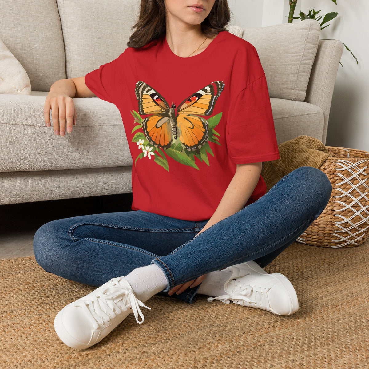 Butterfly Nature T-Shirt — Orange Monarch Illustration Graphic Tee Unisex 100 Cotton Gildan T-Shirt