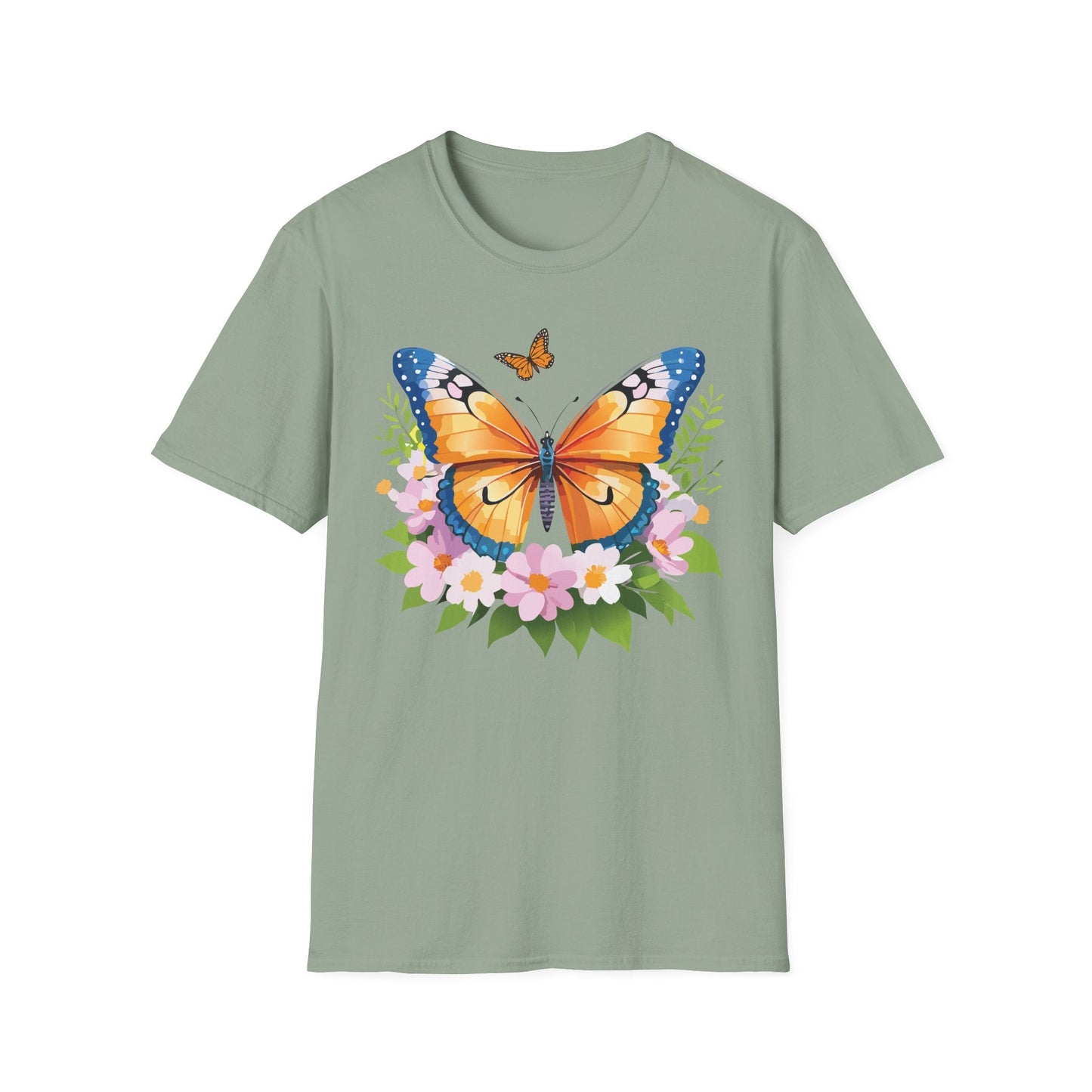 Butterfly Shirt Unisex Cotton Tee Monarch Butterfly Design Gildan Softstyle 64000 Short Sleeve