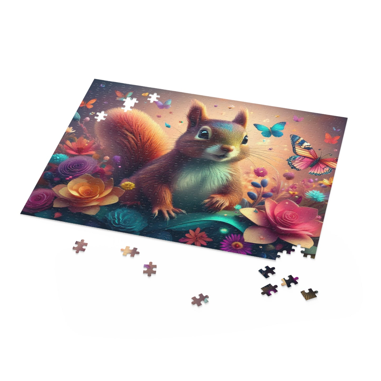Puzzles-57 Kids Squirrel Puzzle 500-Piece  Floral Squirrel Puzzle 500-Piece, Animals Kids Puzzles Size: 16" x 20",  Ages 9+