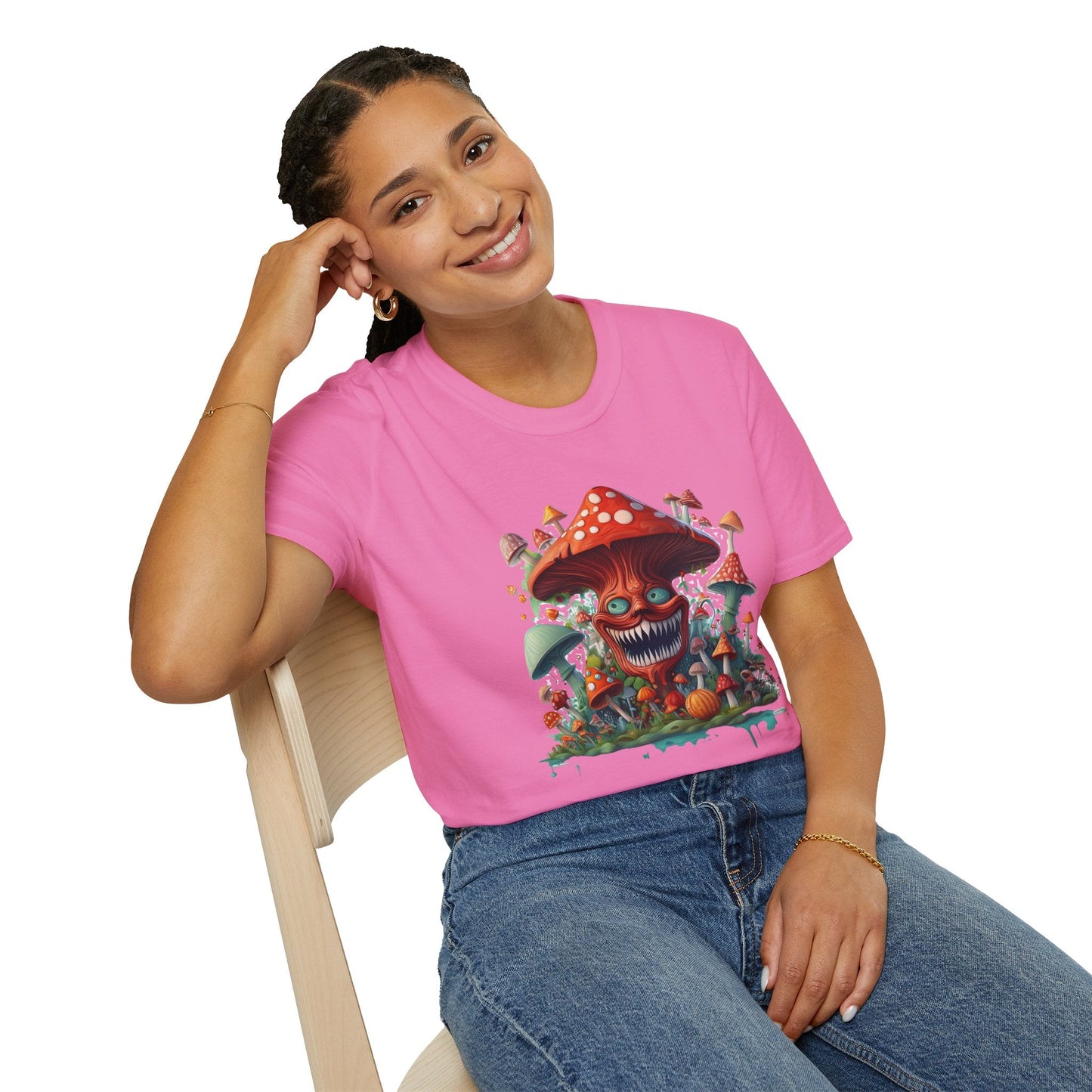 Unisex Mashroom Tee Shirt With Funny Mashroom Design Fungus Humor Softstyle Cotton