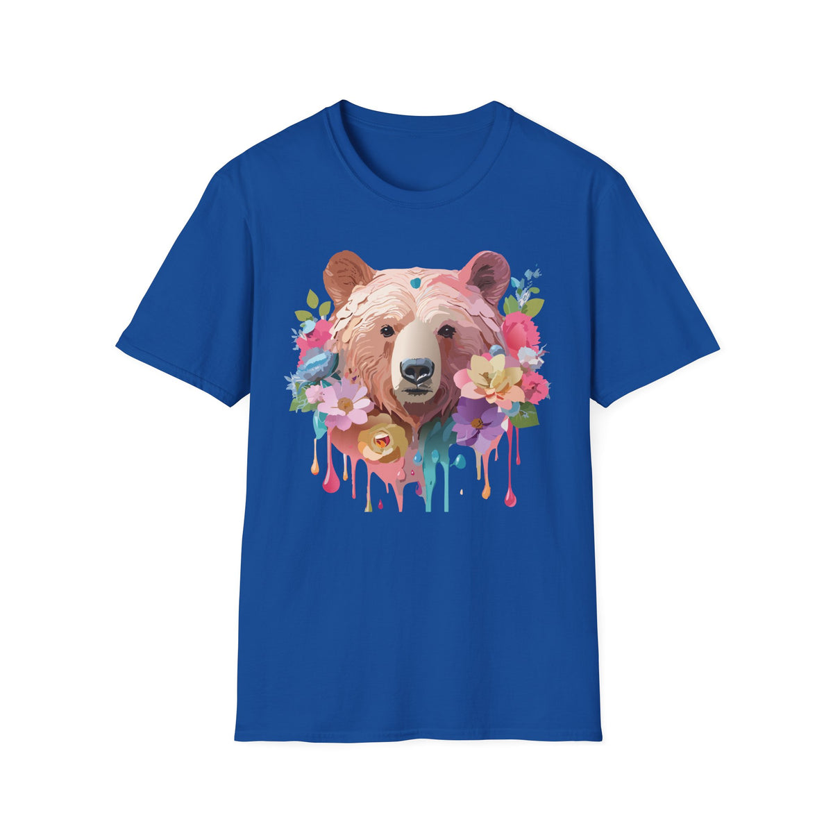 Floral Bear Portrait T-Shirt | Watercolor Flower Bear Tee