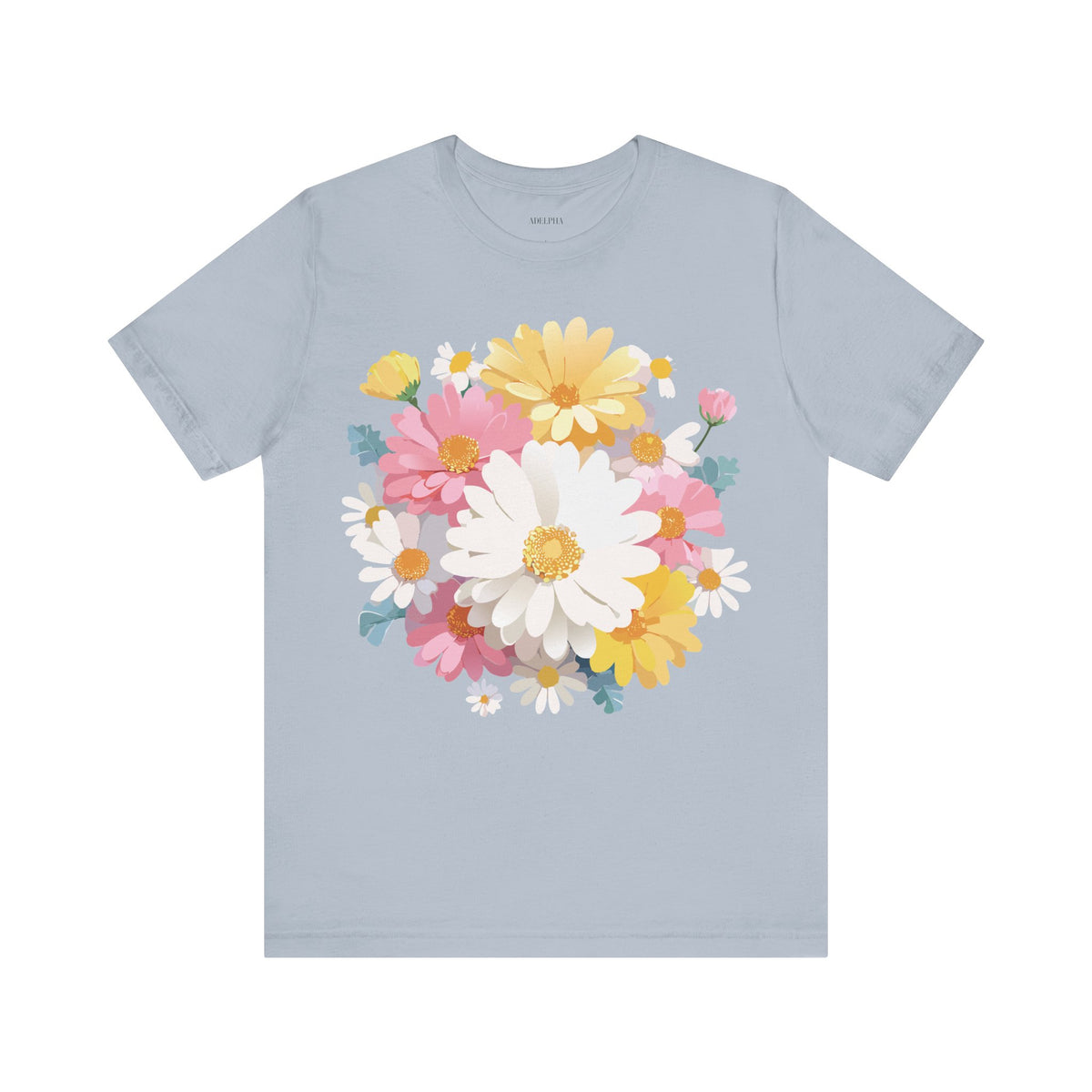 Floral Graphic Unisex Cotton Bella+Canvas Tee with Flowers Art Design n124