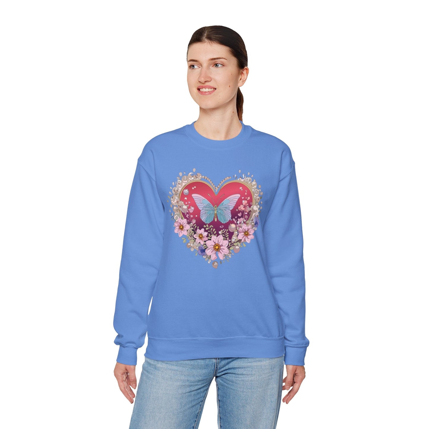 Floral Heart Sweatshirt For Valentines Day Unisex Floral Love Crewneck Sweatshirt