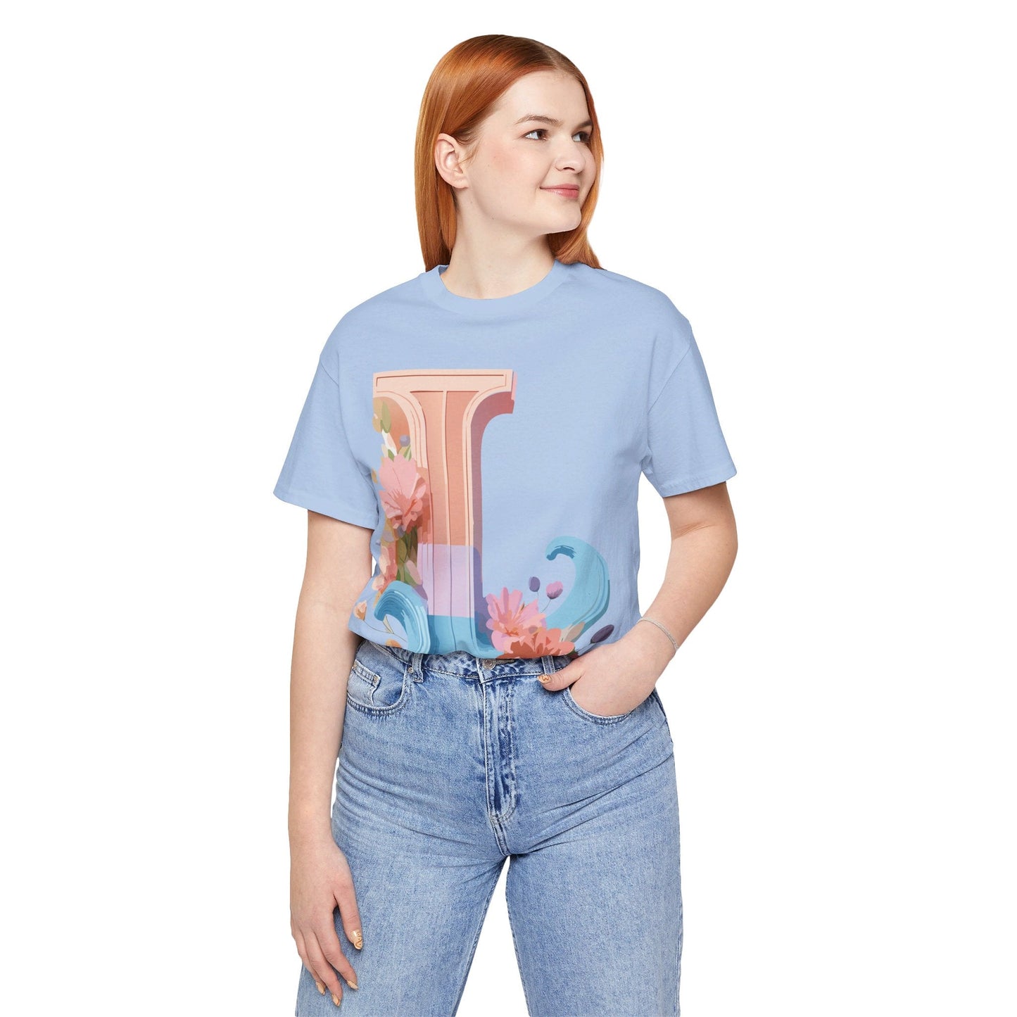 Letter L Shirt Unisex Graphic Tee Vintage Inspired Artwork By Adelpha For Everyday Style