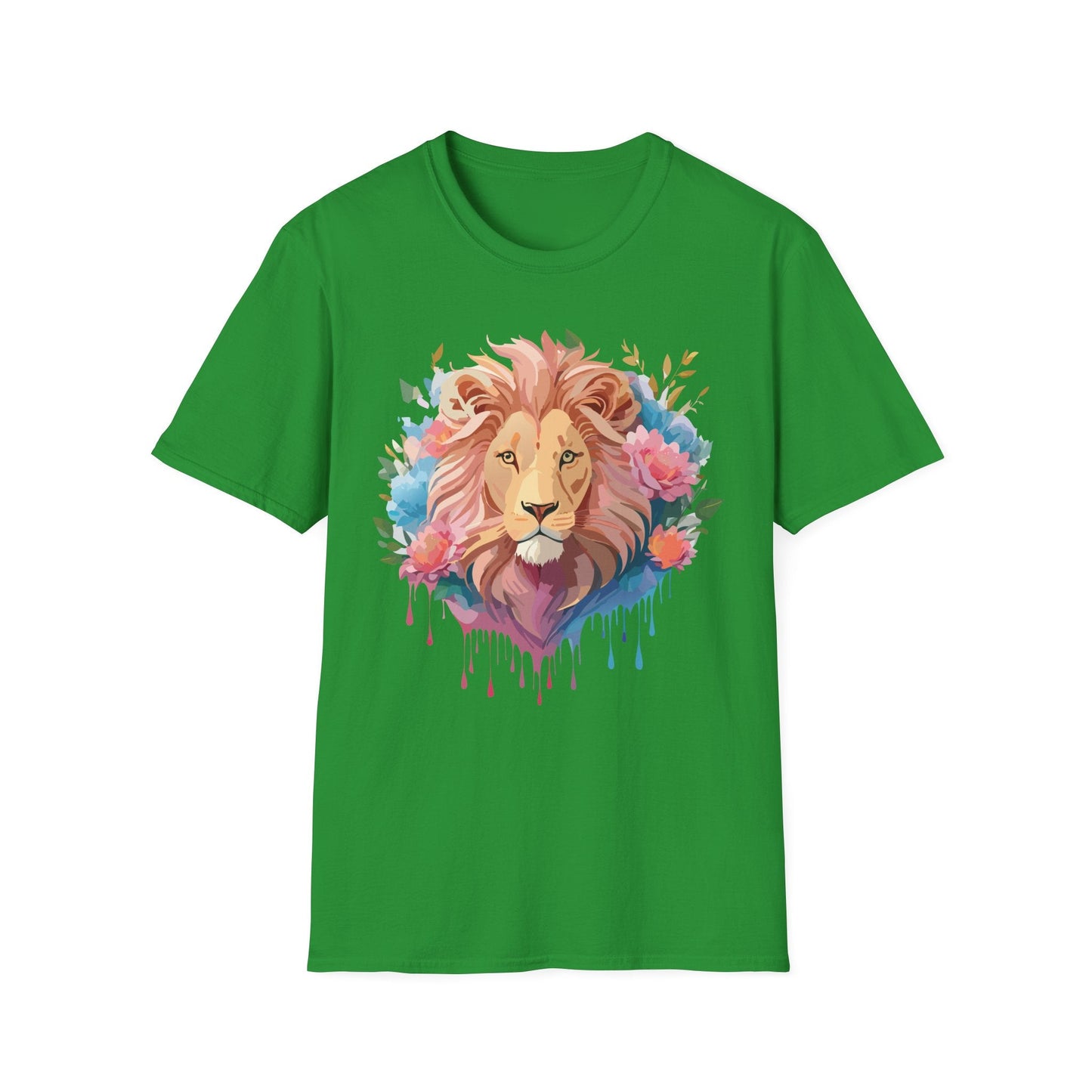 Lion Shirt Unisex Floral Lion Tee 100 Percent Cotton Softstyle Gildan 64000
