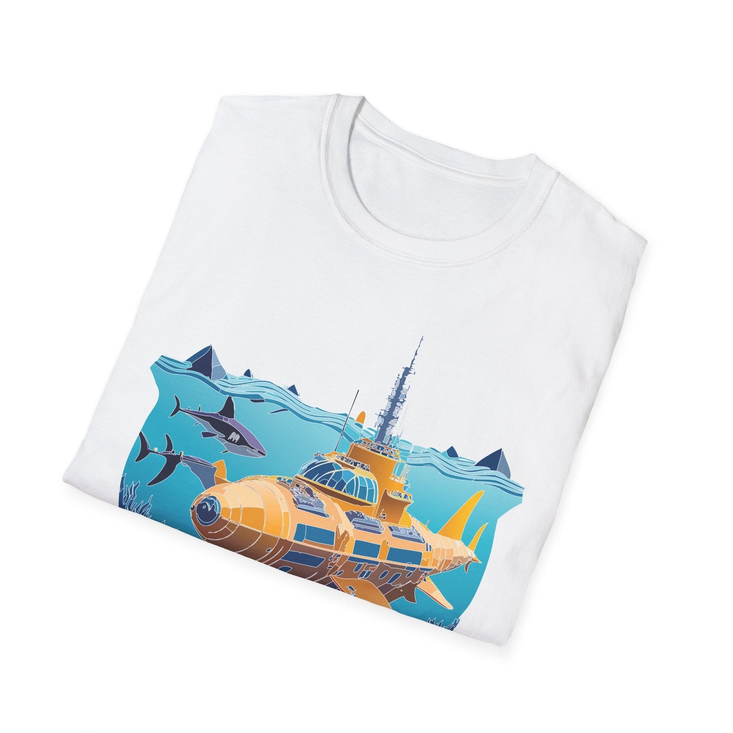 Ocean Tee Shirt Unisex Gildan Softstyle 64000 Ocean Theme Tee With U Boat Design