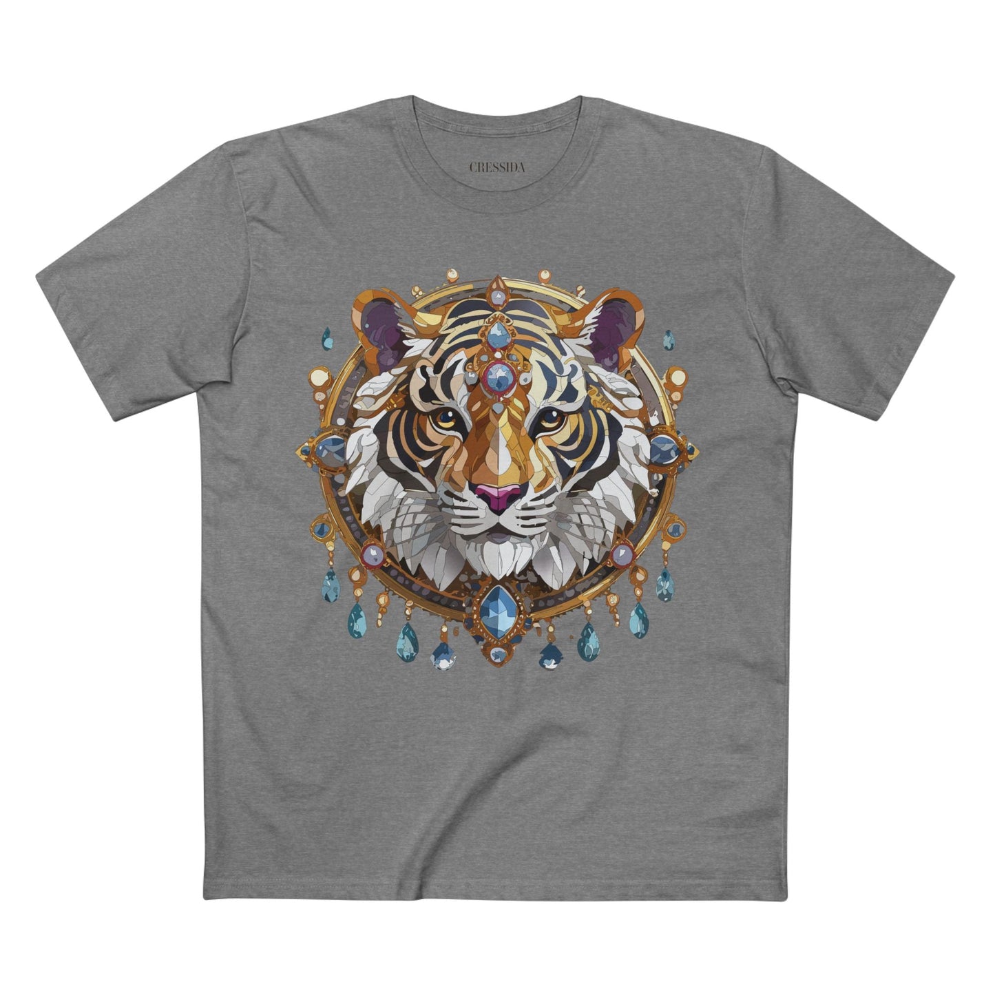Tiger Graphic Unisex 100 Cotton Tee With Unique Animal Golden Medallion Art Design 55