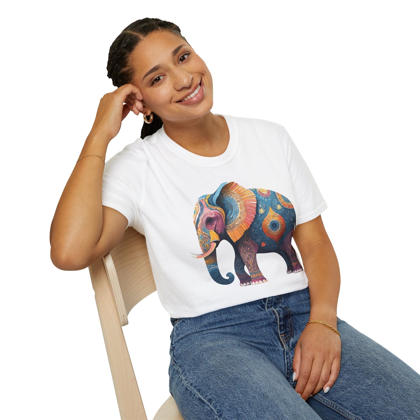 Elephant T Shirt Unisex Gildan Softstyle 64000 Tee With Animal Elephant Graphic Artwork