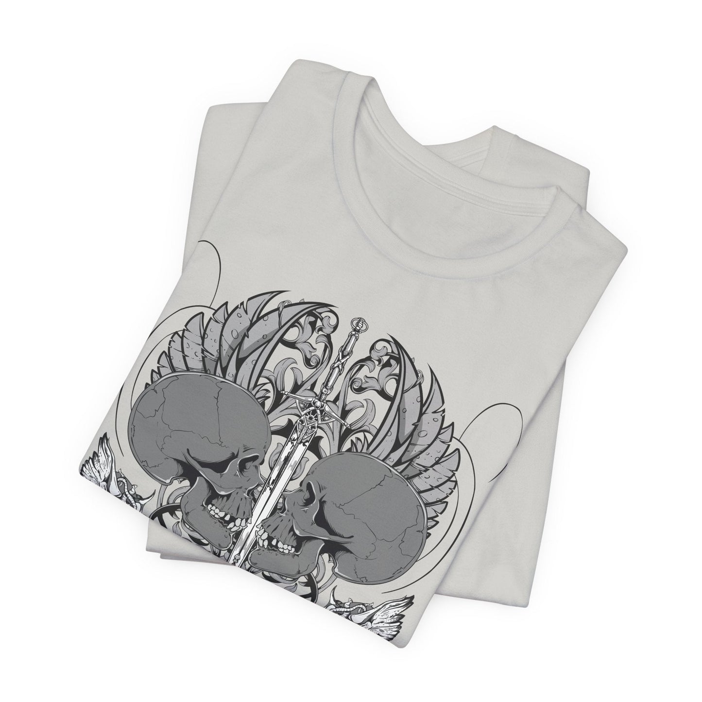 Honor Loyalty crest tee Gothic heraldry skulls wings emblem Art-48
