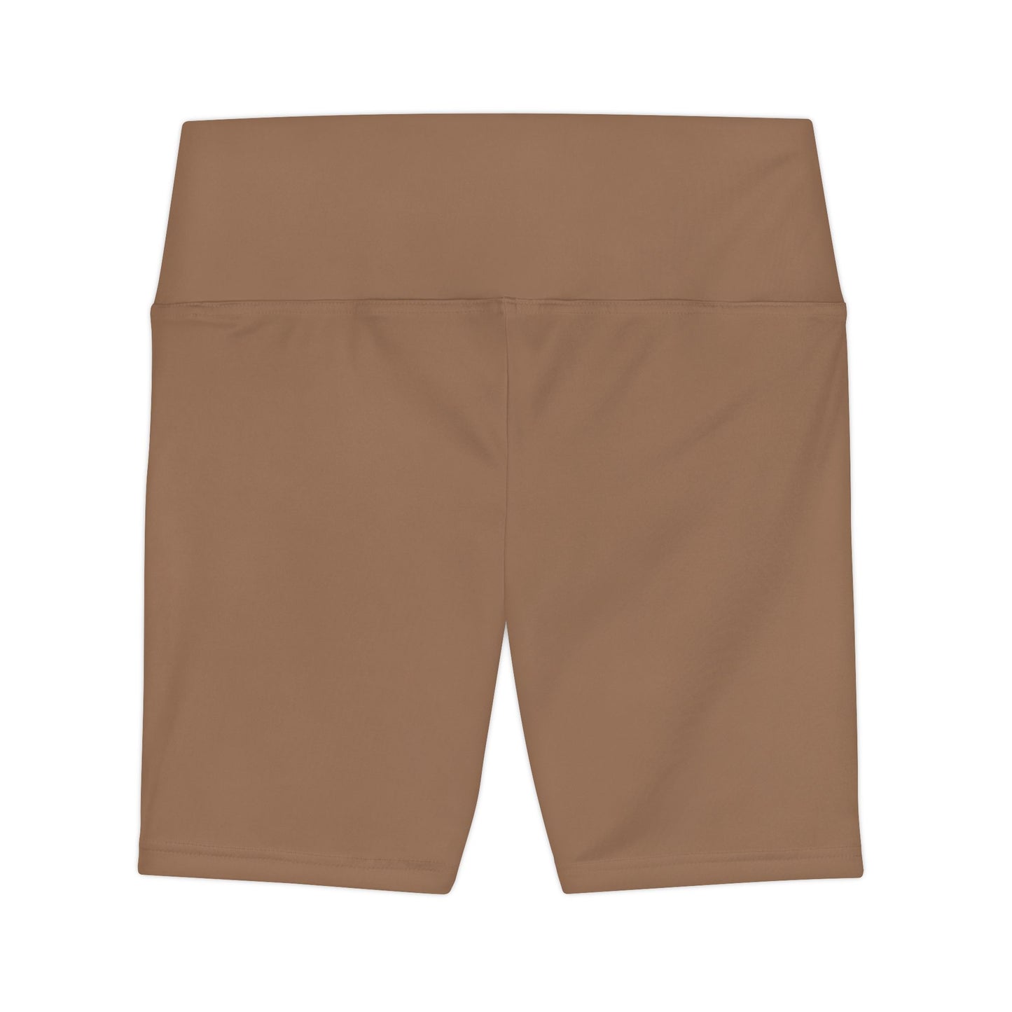 Faded Copper Women's High-Waist Workout Shorts — Solid Brown AOP Activewear