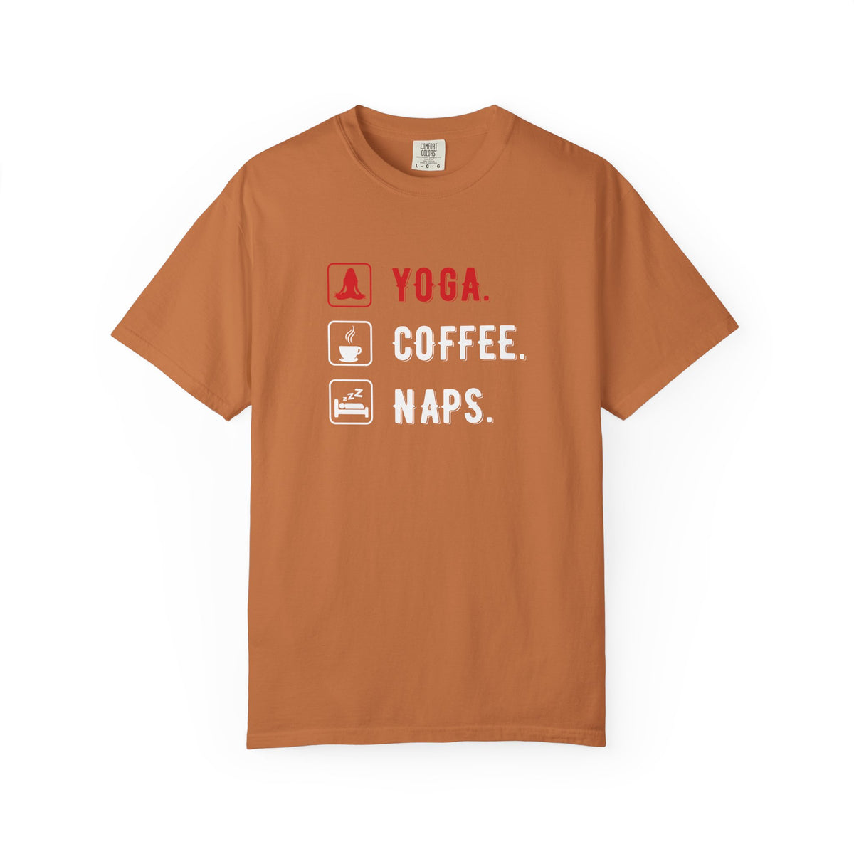 Yoga Coffee Naps Relaxation Icons Unisex Comfort Colors Garment-Dyed Heavyweight 100 Cotton Art Design T-Shirt w197