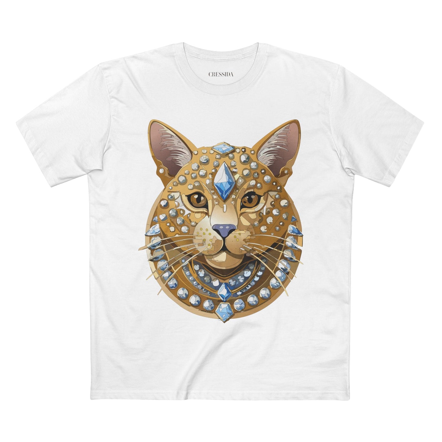 Cat Graphic Unisex 100 Cotton Tee With Unique Animal Golden Medallion Art Design 11