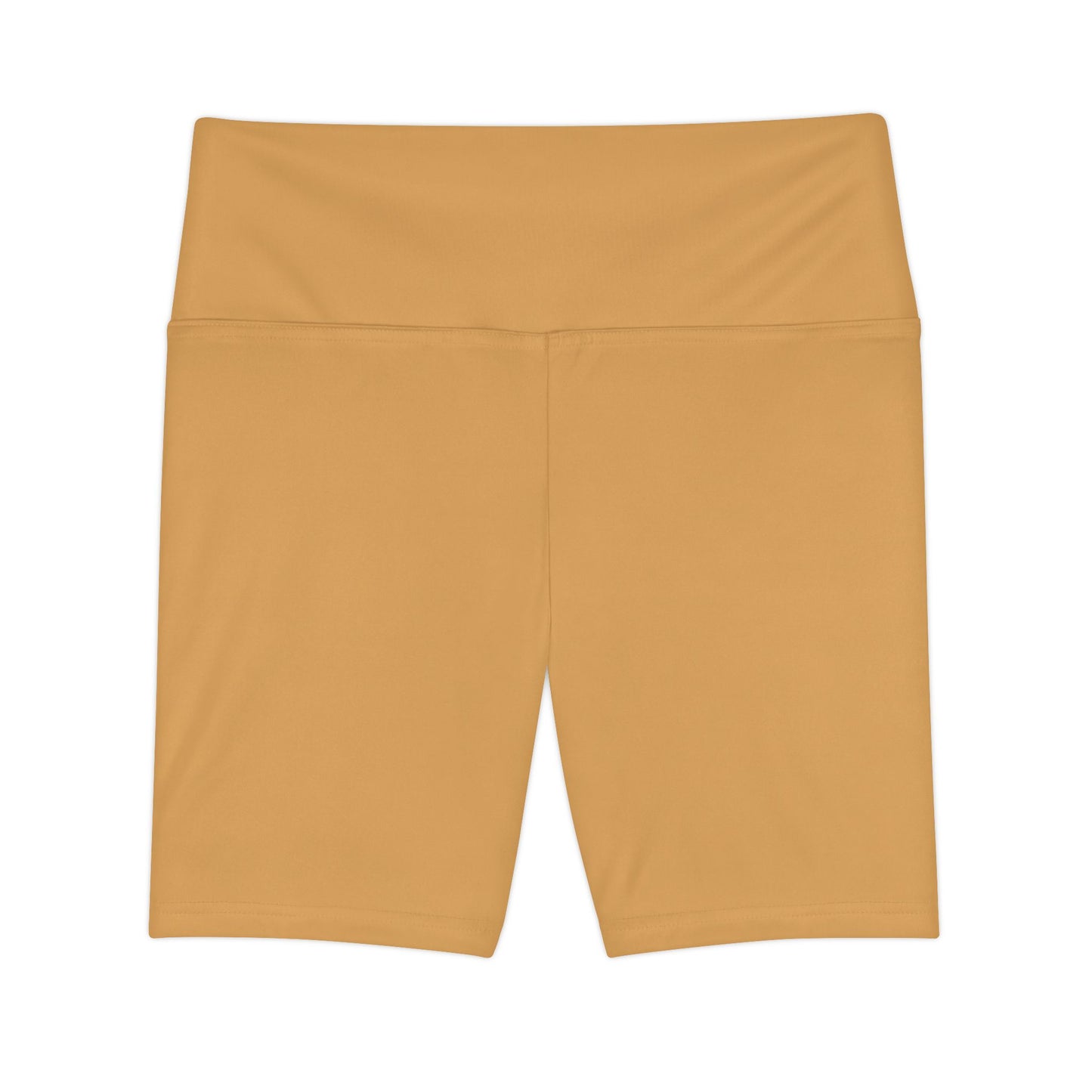Sunlit Clay Yellow Women's High-Waist Workout Shorts — Solid Mustard Biker Shorts for Gym, Yoga & Everyday Activewear