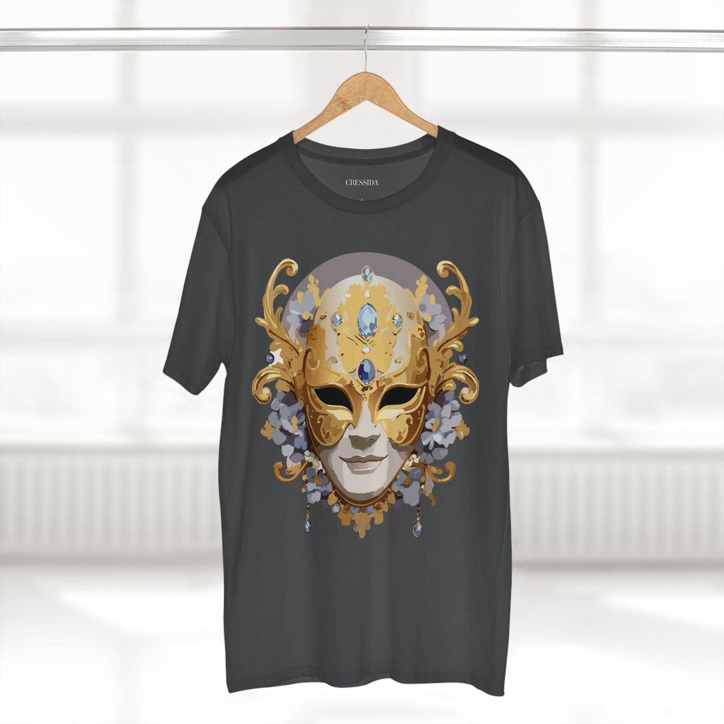 Carnival Mask Graphic T-Shirt Unisex 100 Cotton With Antique Gold Art Design Tee 6