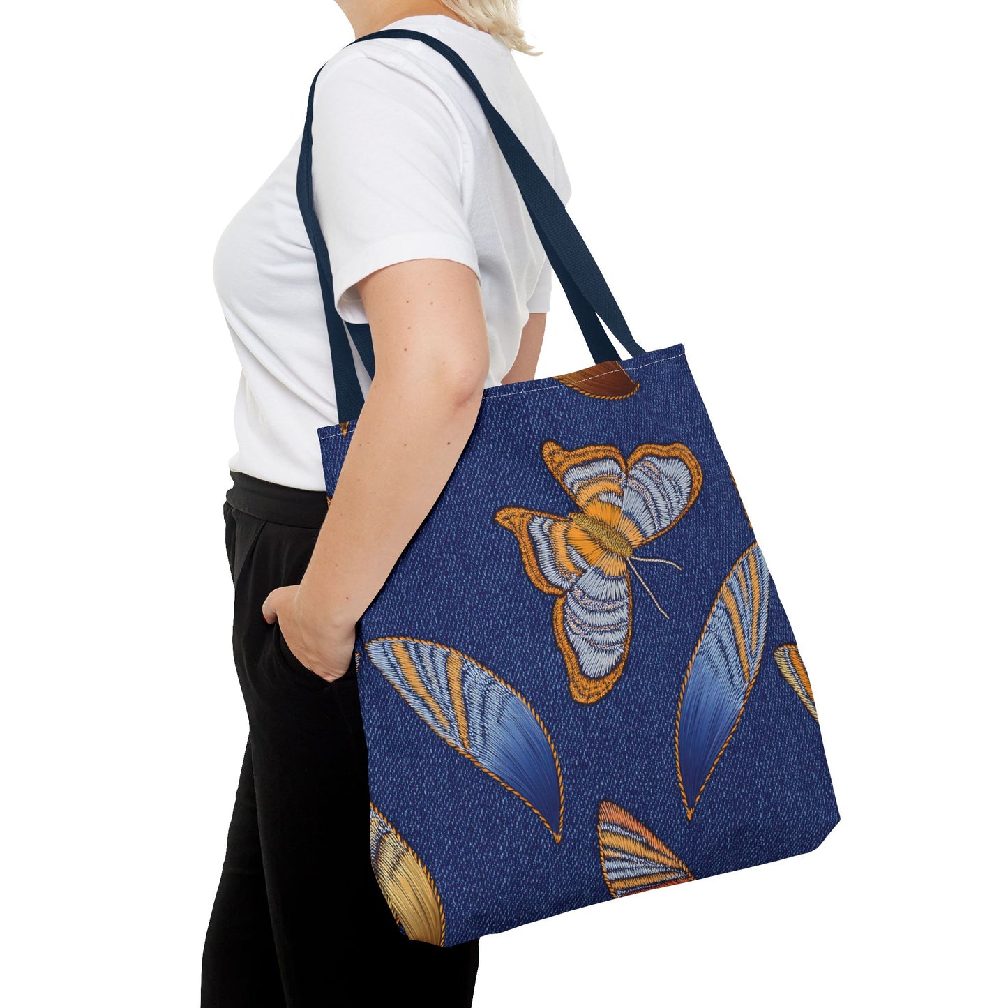 Denim Fabric Imitation Print Unisex Canvas Bag Poly Spun 3 Sizes Tote Bag 173