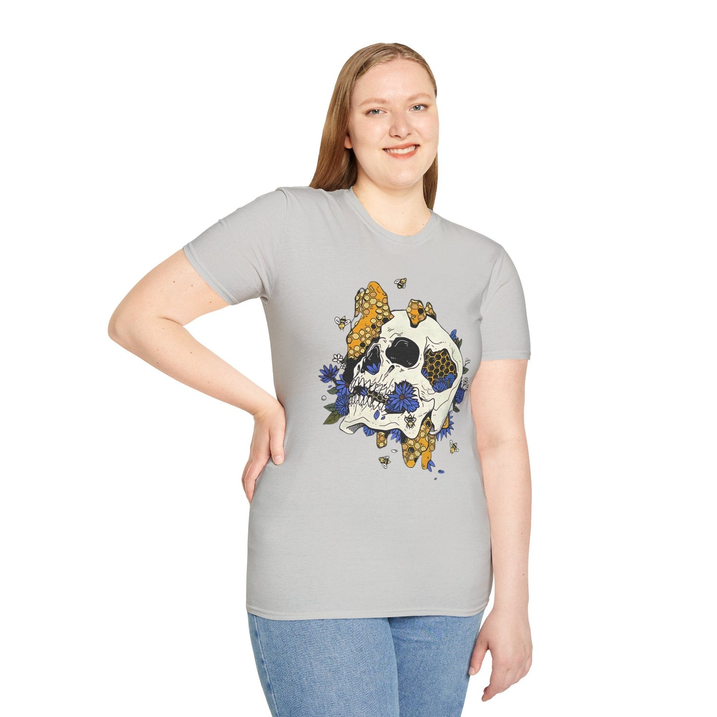 Skull Tee Shirt Unisex Skeleton Design Gildan Softstyle 64000 100 Percent Ring Spun Cotton Tee