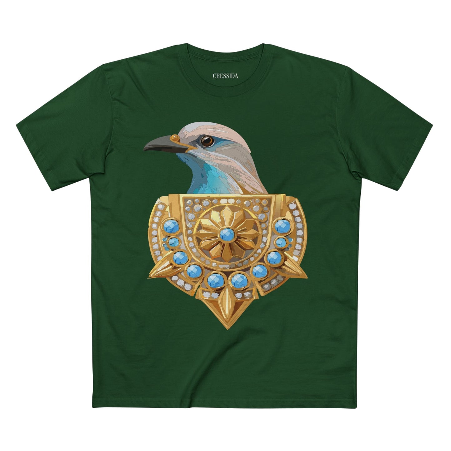 Bird Graphic Unisex 100 Cotton Tee With Unique Animal Golden Medallion Art Design 16