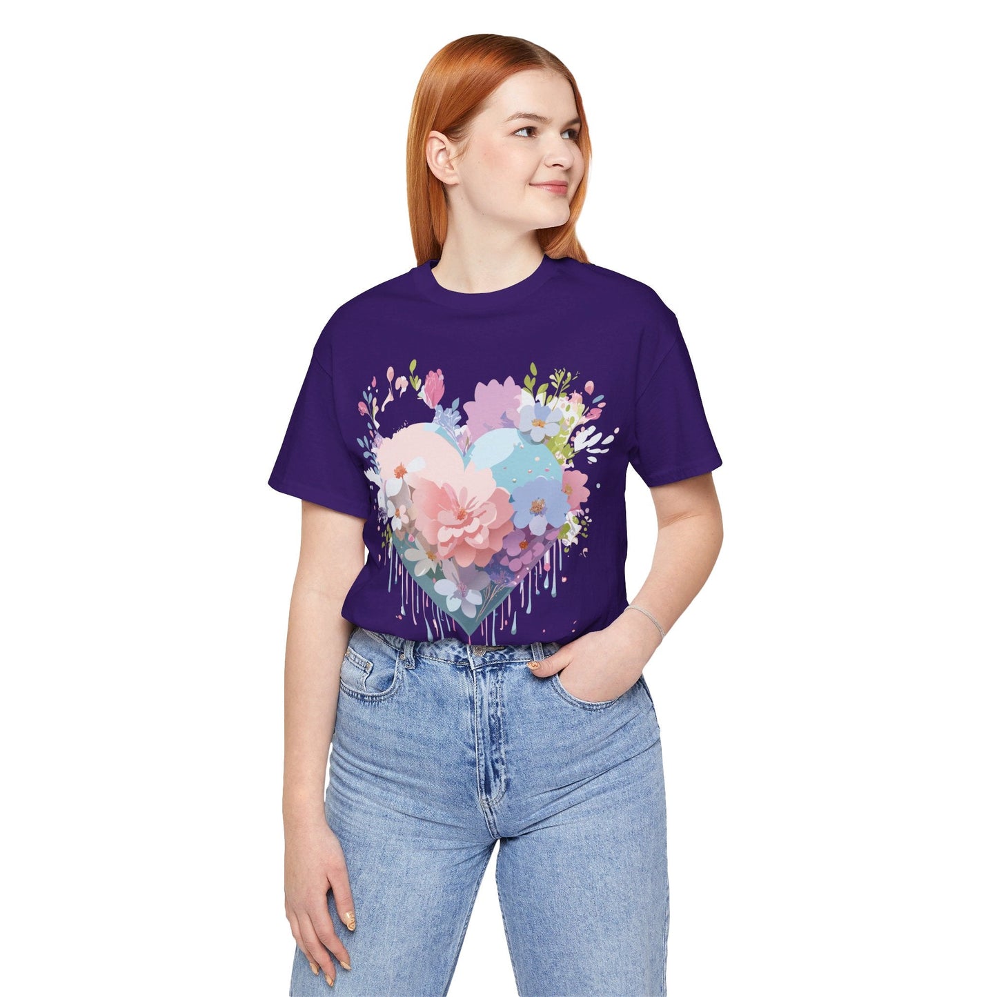 Valentine Day Graphic Unisex 100 Cotton Vintage Artwork with Love and Flower Design Tee 32
