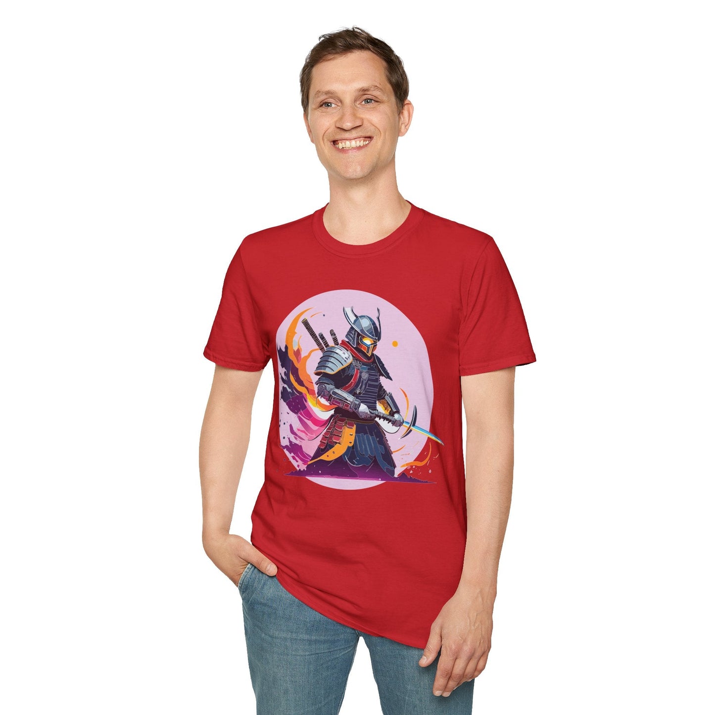 Samurai Shirt Unisex Short Sleeve Tee With Samurai Print Softstyle Gildan 64000 Ring Spun Cotton