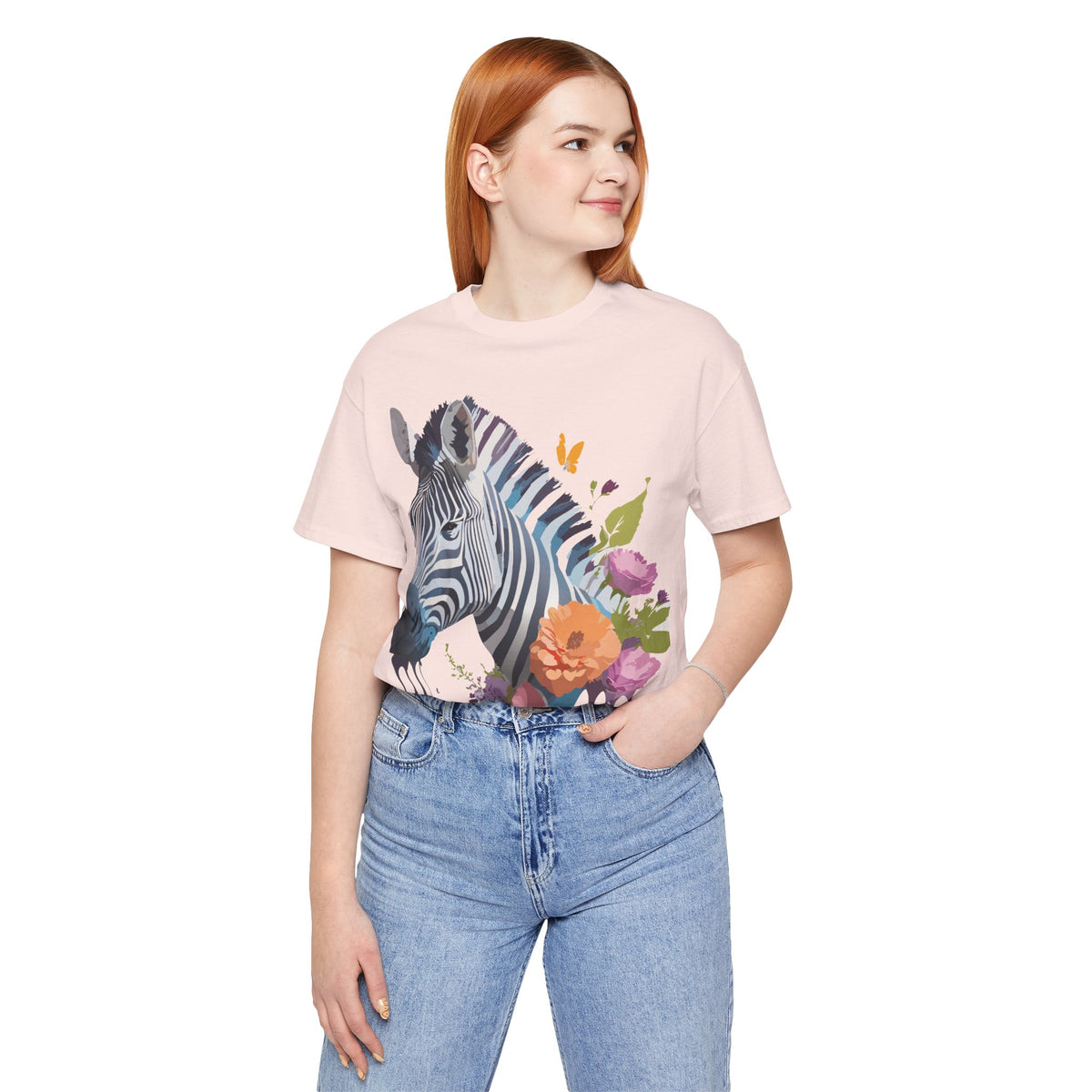 Zebra Graphic Unisex Cotton Bella+Canvas Tee with Art Animal Design e76