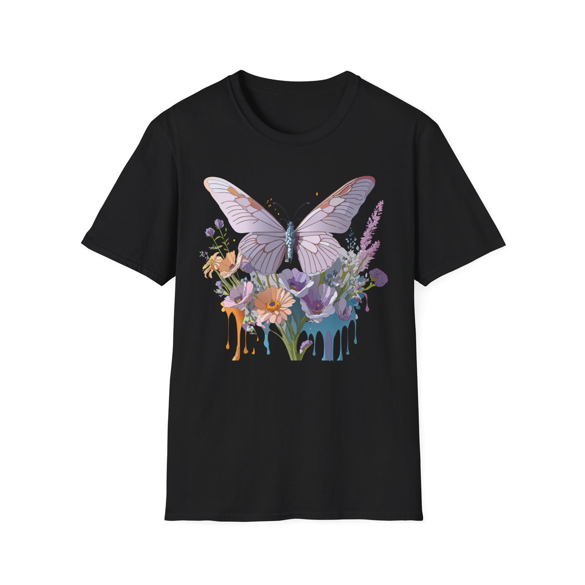 Butterfly Floral T‑Shirt — Pastel Garden Wings Graphic Tee Unisex 100 Cotton Gildan T-Shirt