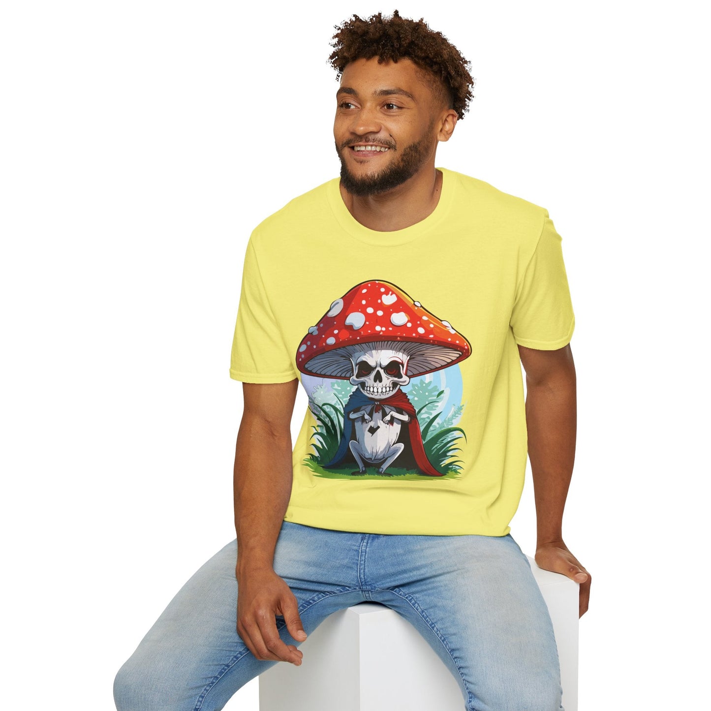 Funny Mashroom Graphic Unisex Softstyle Cotton With Cartoon Illustration Design 15
