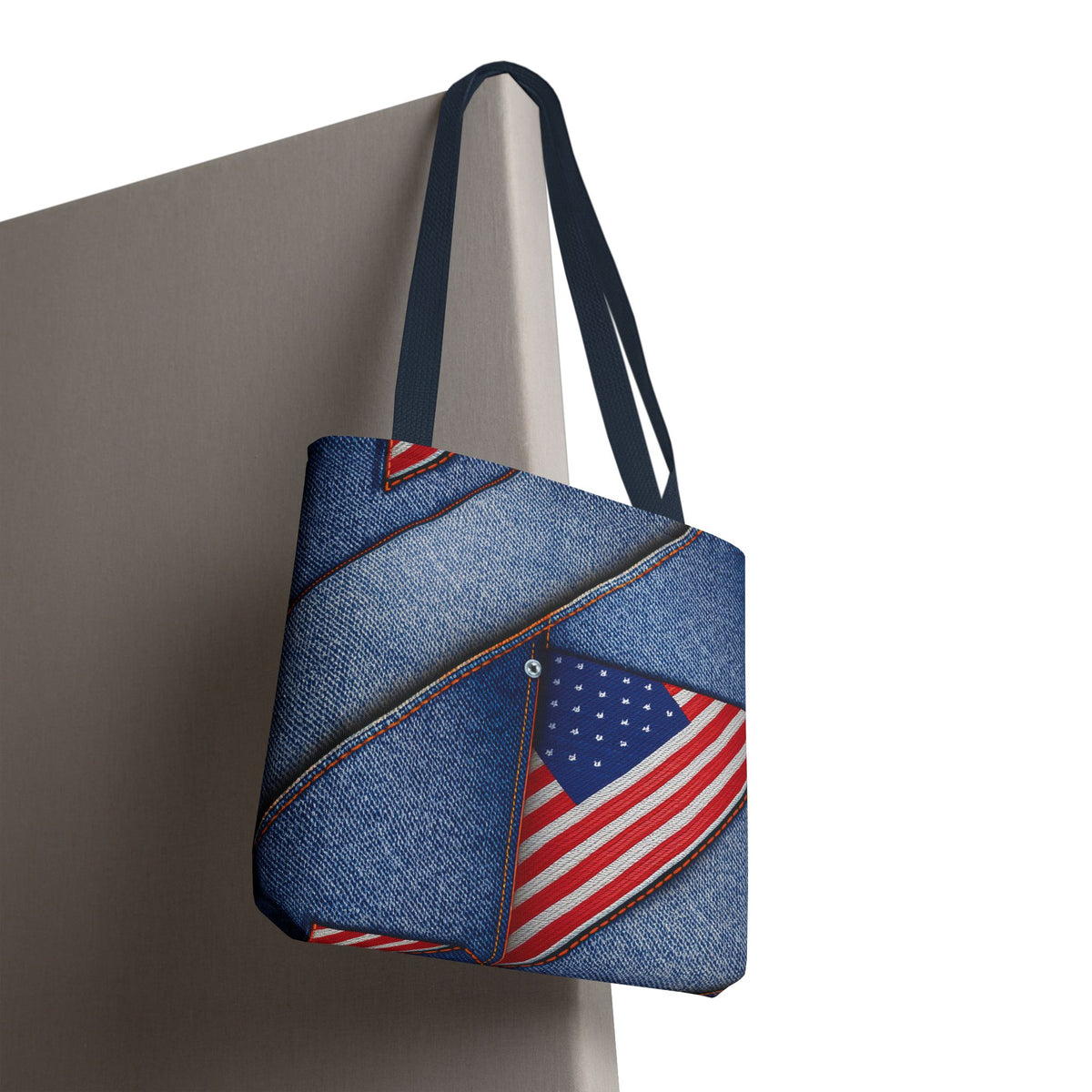 4th of July Graphic Denim Fabric Imitation Print Unisex Canvas Bag Poly Spun 3 Sizes Tote Bag 200-22