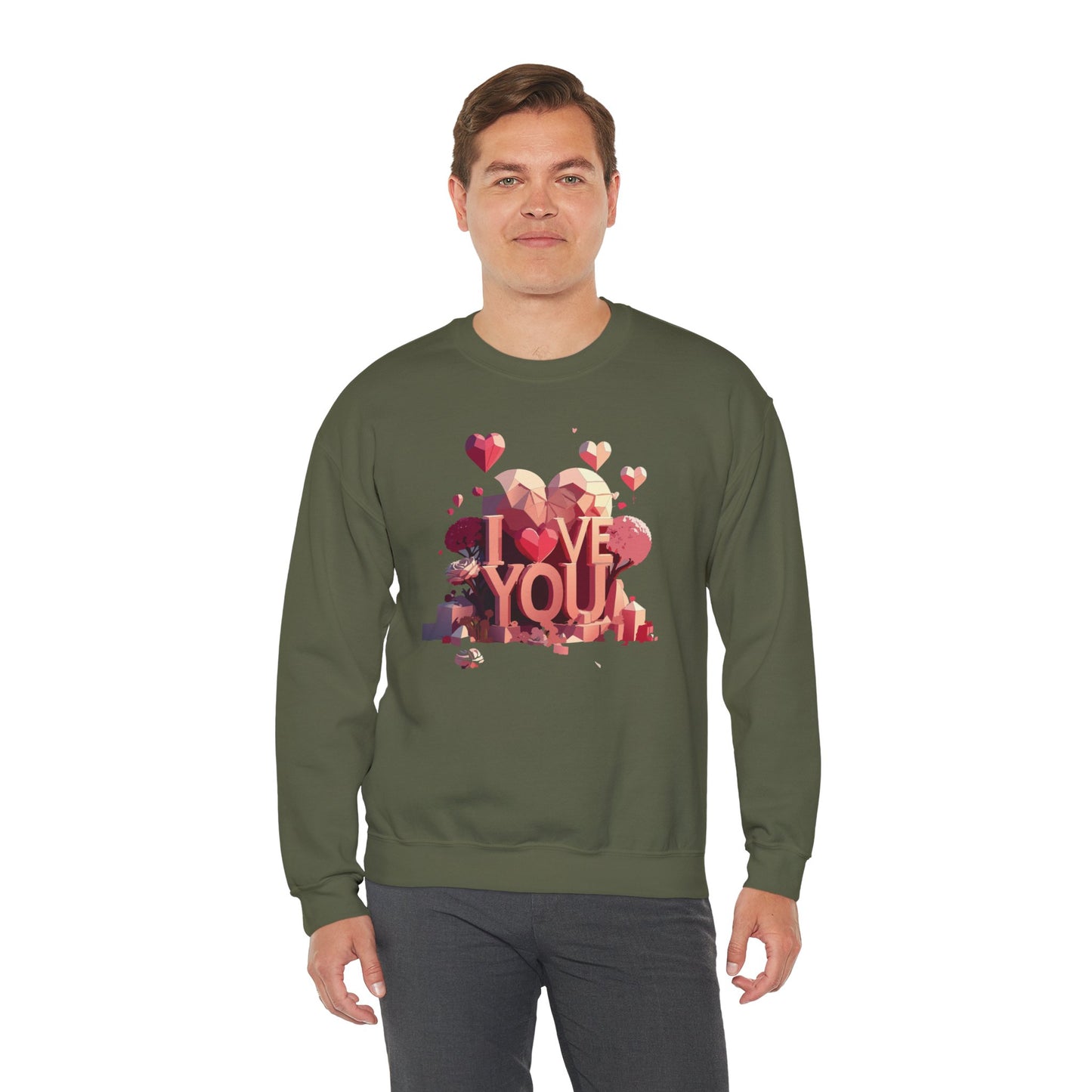 Unisex Big Heart Love Sweatshirt, Love Heart Sweatshirt, Floral Love Sweatshirt, 50/50 Cotton-Poly Valentine's Day Sweatshirt 10
