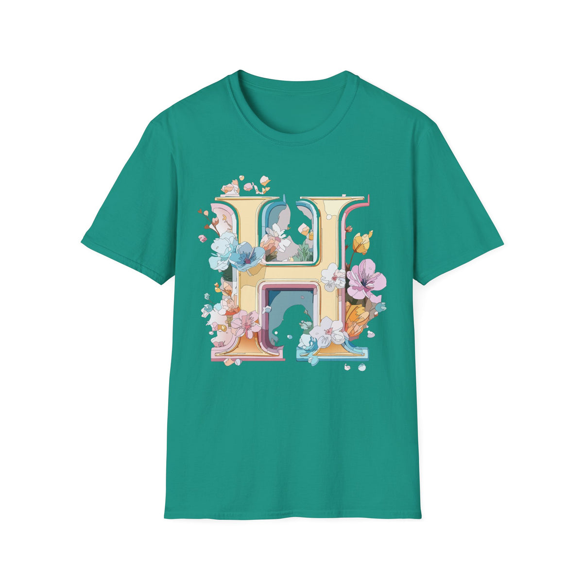 Floral Letter H Shirt | Monogram Initial H Tee