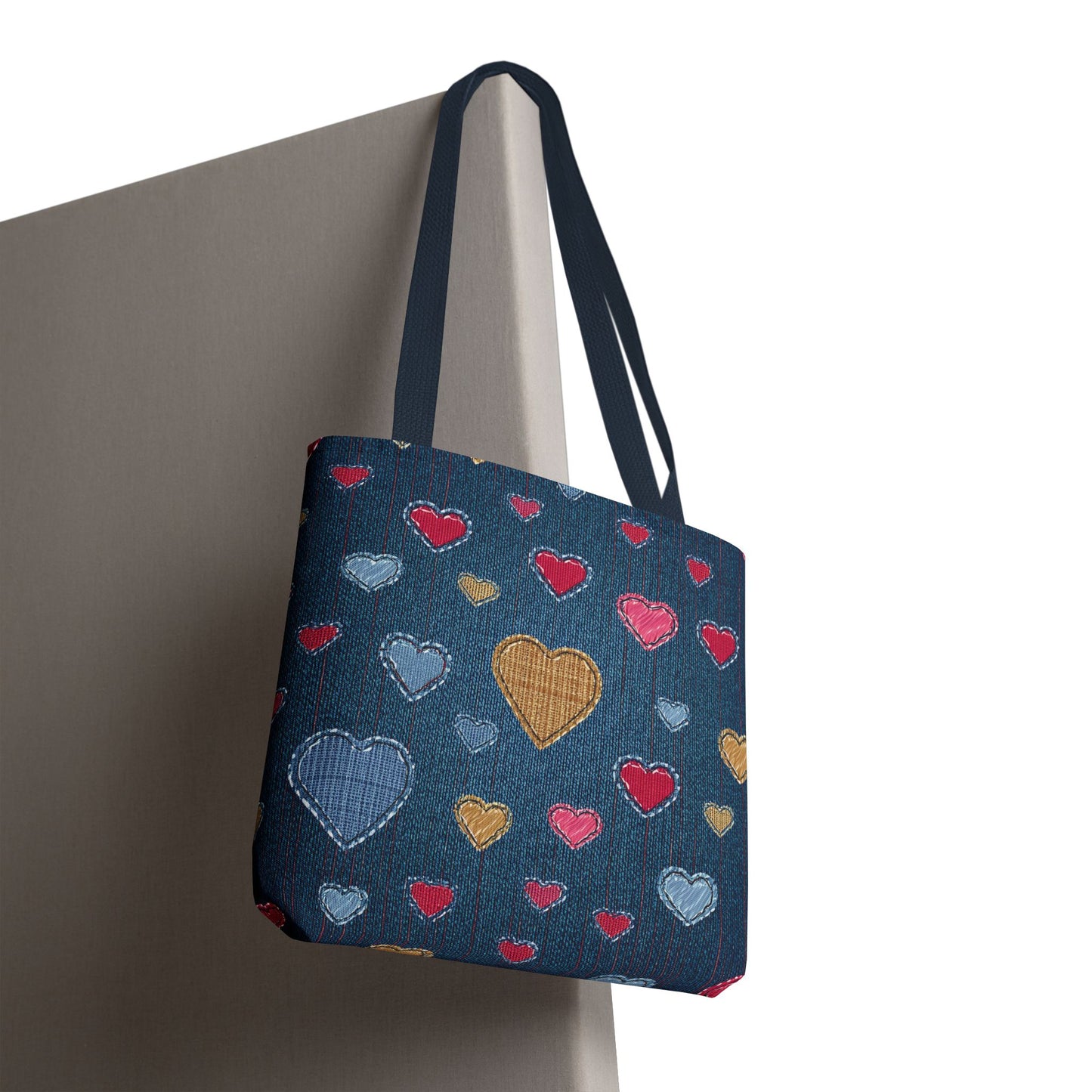 Love Day Graphic Design Denim Fabric Imitation Print Unisex Canvas Bag POLY 3 Sizes Tote Bag 201-24