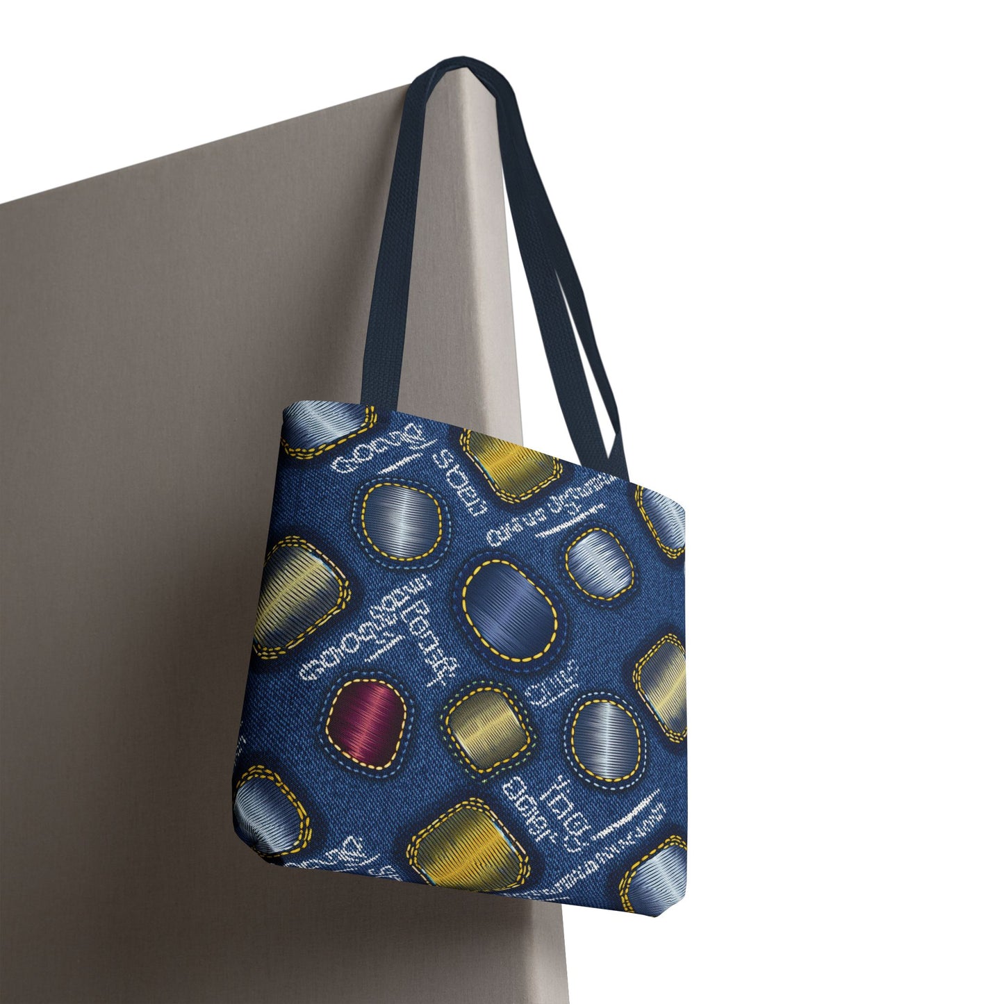 Denim Fabric Imitation Print Unisex Canvas Bag Poly Spun 3 Sizes Tote Bag 138