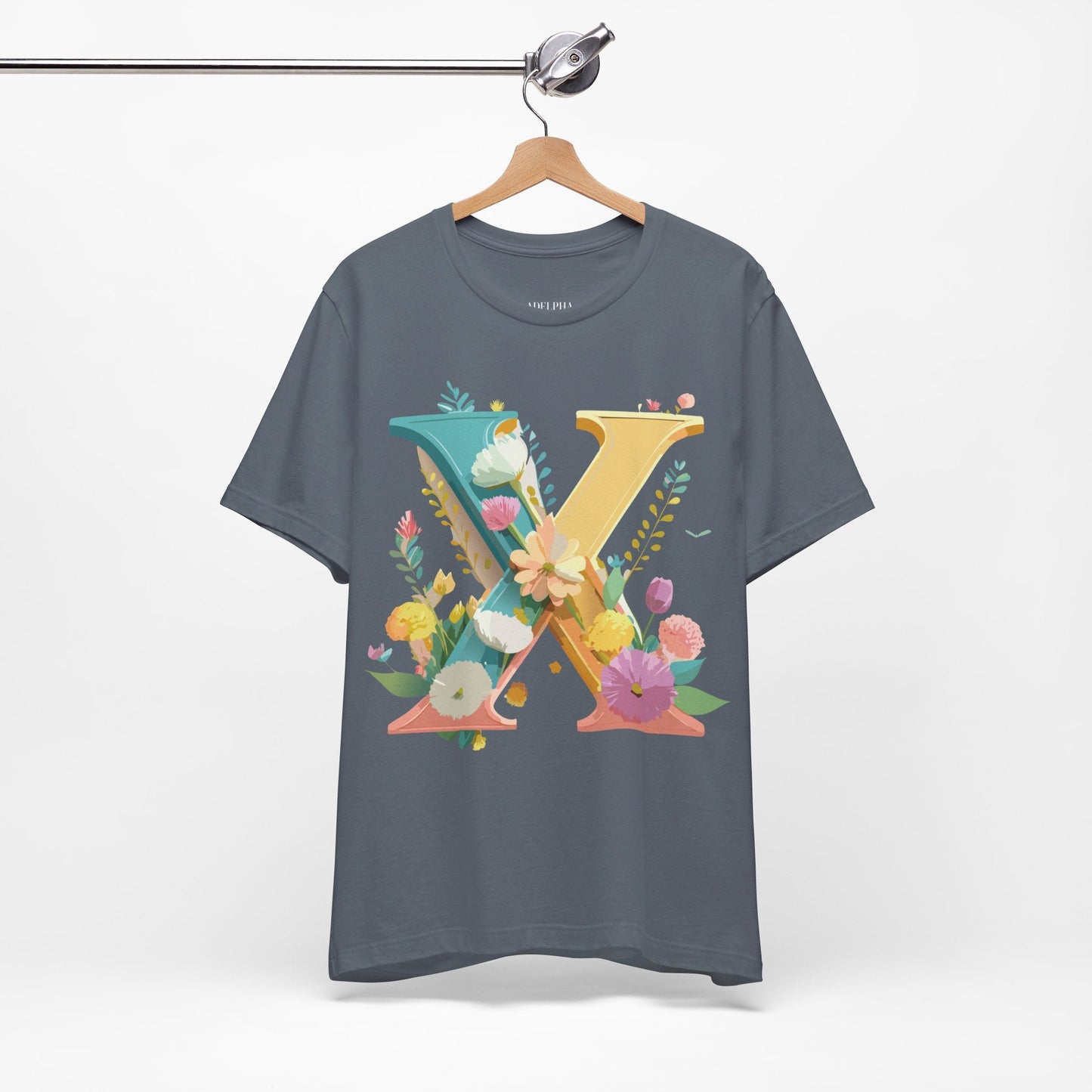 Letter X Shirt Unisex Graphic Tee Adelpha Vintage Inspired Artwork Short Sleeve Edition