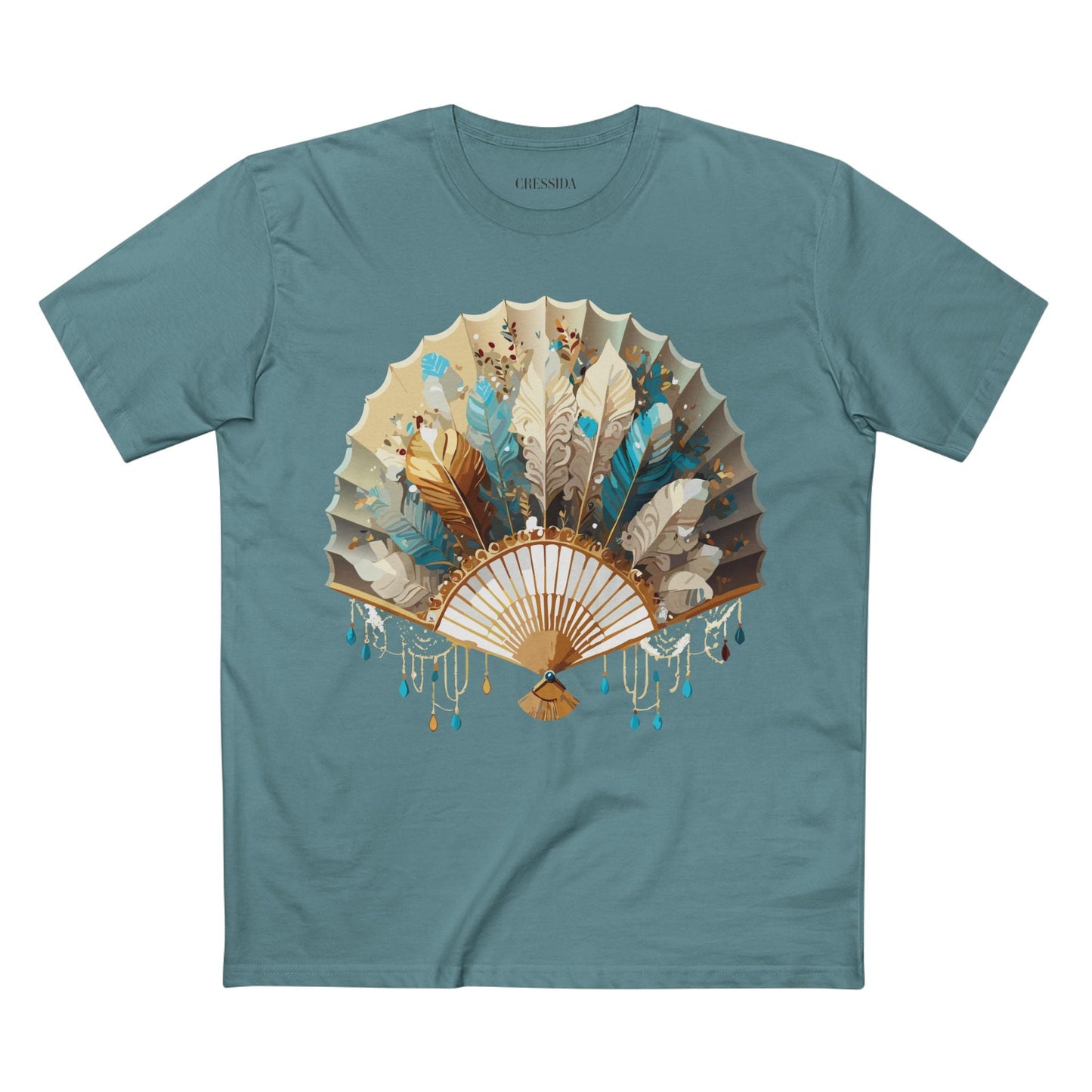Antique Fan Graphic Design T-Shirt Unisex 100 Cotton Floral Carnival Artwork Tee 9