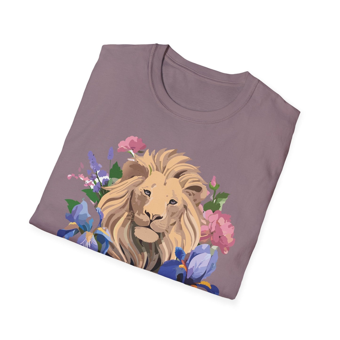 Unisex Softstyle Lion Shirt Floral Lion Tee Animal Print Graphic Tee