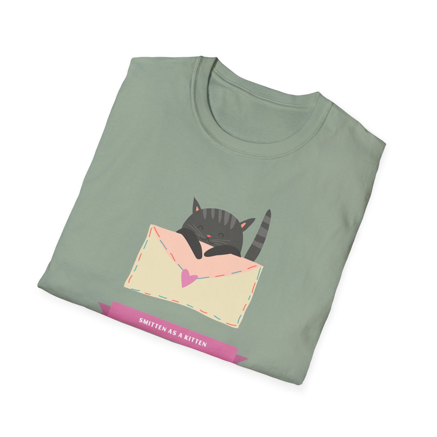 Cat Heart T-Shirt, T-Shirt with Love Cat, Valentine Day Tees with Animals, Unisex Cotton Tee with Art Design 34