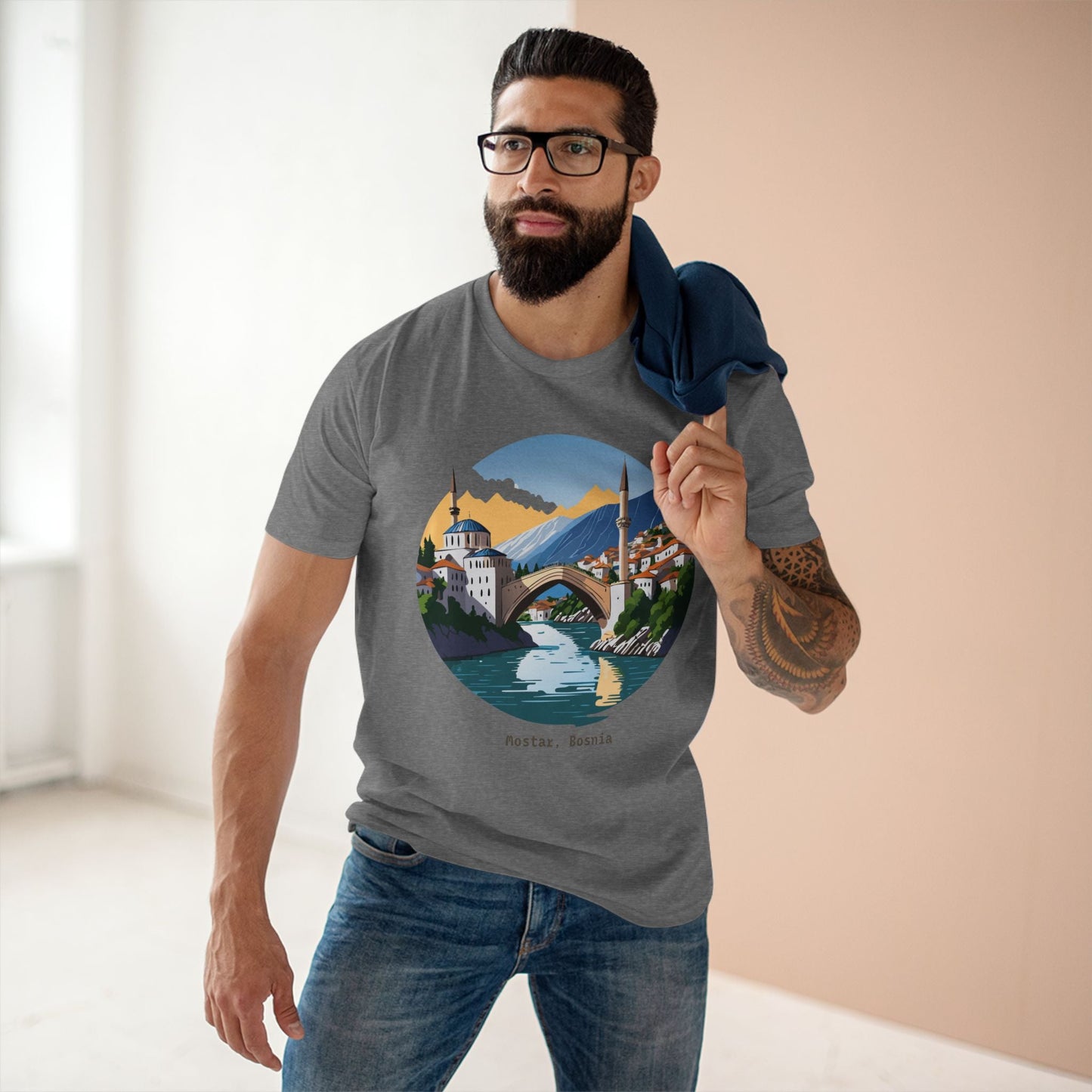 Bosnia Travel Shirt Unisex Premium Cotton Tee With Original Art Design Retro2Nova TT 48