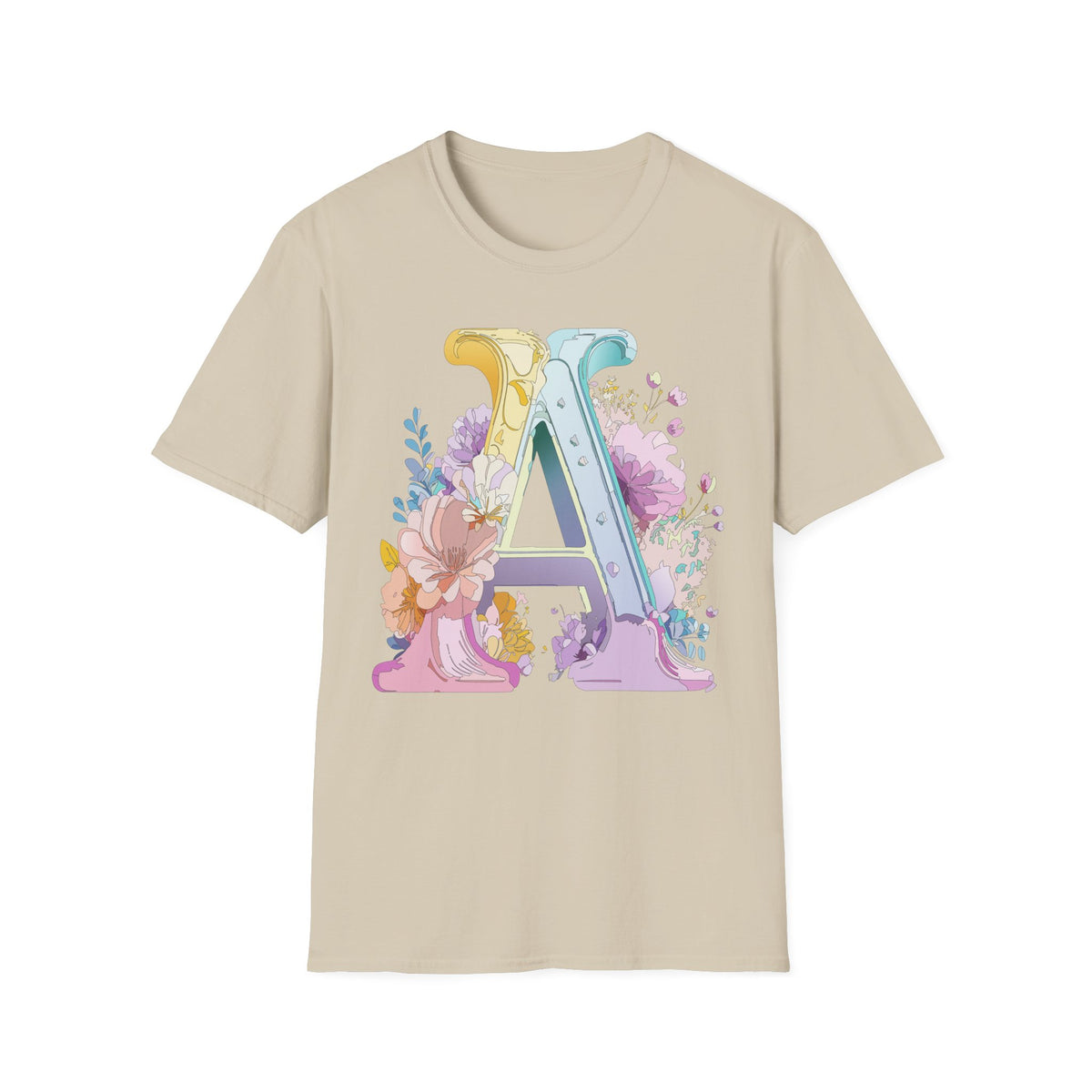 Floral Monogram A T-Shirt | Letter A Initial Tee, Botanical Alphabet Shirt