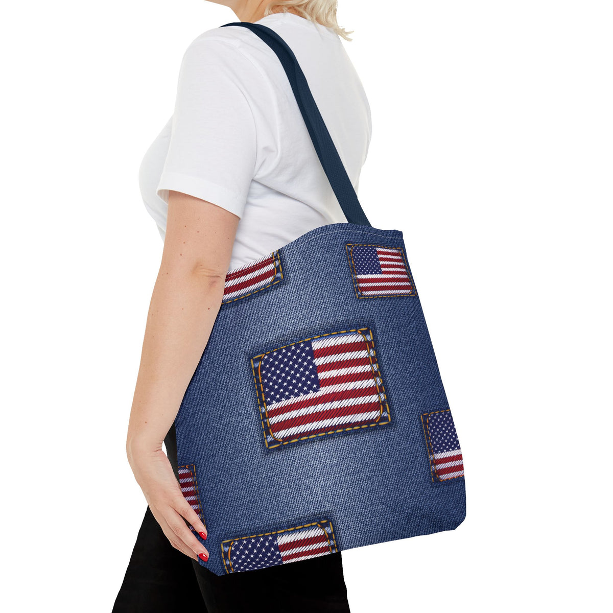 4th of July Graphic Denim Fabric Imitation Print Unisex Canvas Bag Poly Spun 3 Sizes Tote Bag 200-14