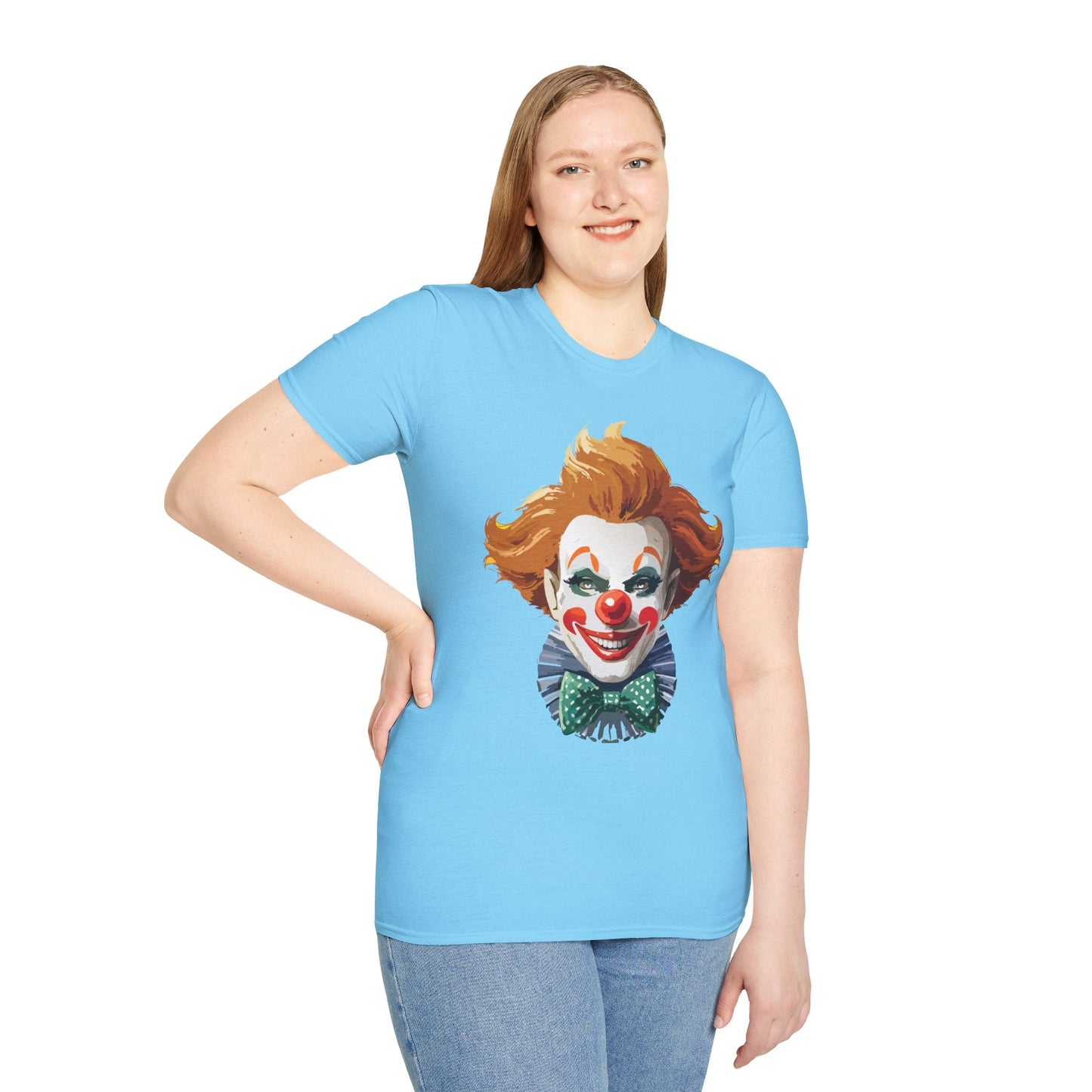 Clown Theme T Shirt Funny Man Circus Scary Man Unisex Gildan Softstyle Graphic Tee Everyday Wear