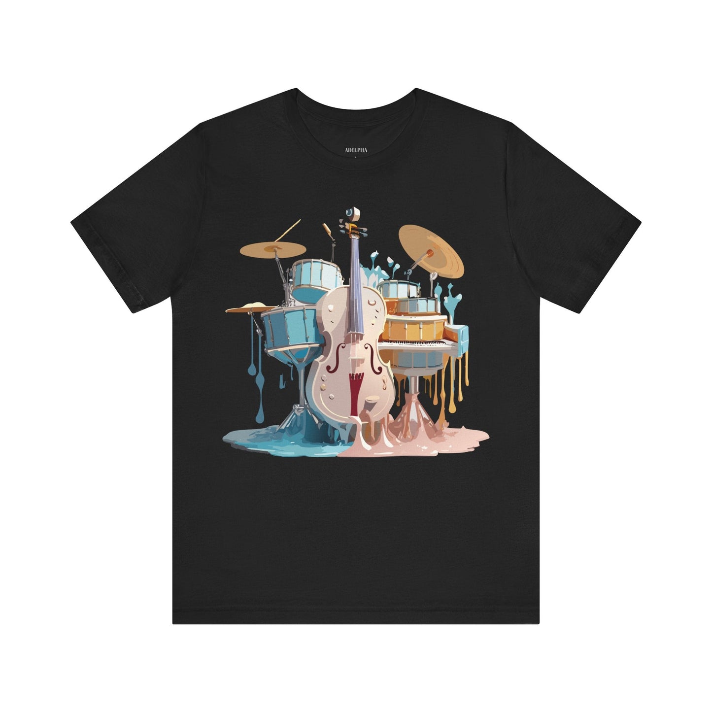 Music Graphic Unisex 100 Cotton Vintage Art with Musical Elements Tee 84