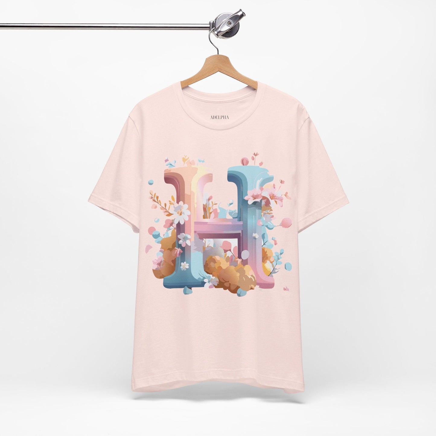 Letter H Graphic T Shirt Unisex Jersey Short Sleeve Tee By Adelpha Vintage Artwork