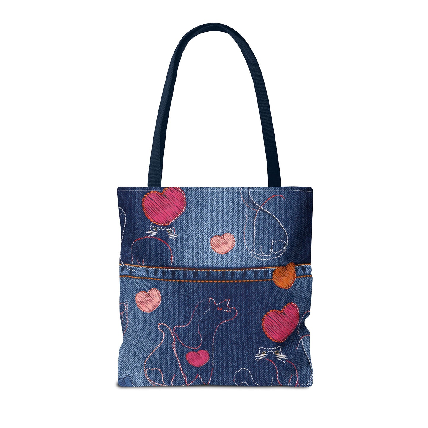 Love Day Graphic Design Denim Fabric Imitation Print Unisex Canvas Bag POLY 3 Sizes Tote Bag 201-18