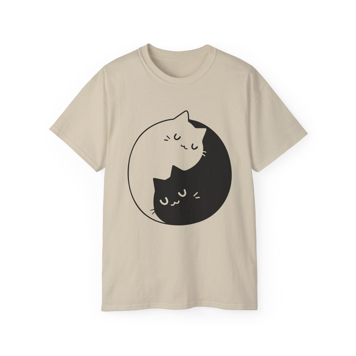 Yin Yang Cats T-Shirt | Black White Cat Illustration, Cute Kittens Tee