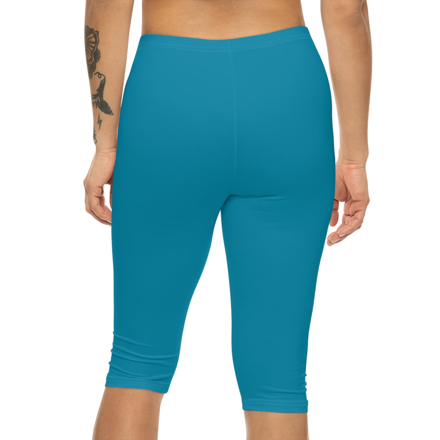 Bon-Blue Color Women's Brushed Suede Poly Span Casual Capri Leggings XS-2XL