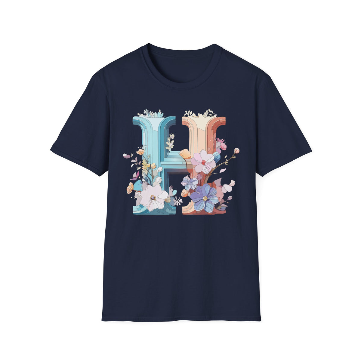 Floral Letter H T-Shirt | Botanical Monogram Tee
