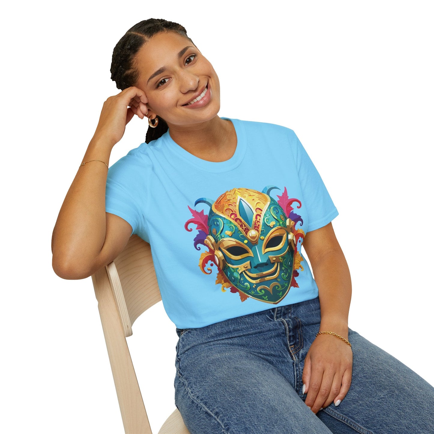 Mask Tee Shirt Unisex Softstyle Gildan 64000 100 Percent Ring Spun Cotton Comfortable Masquerade Tee
