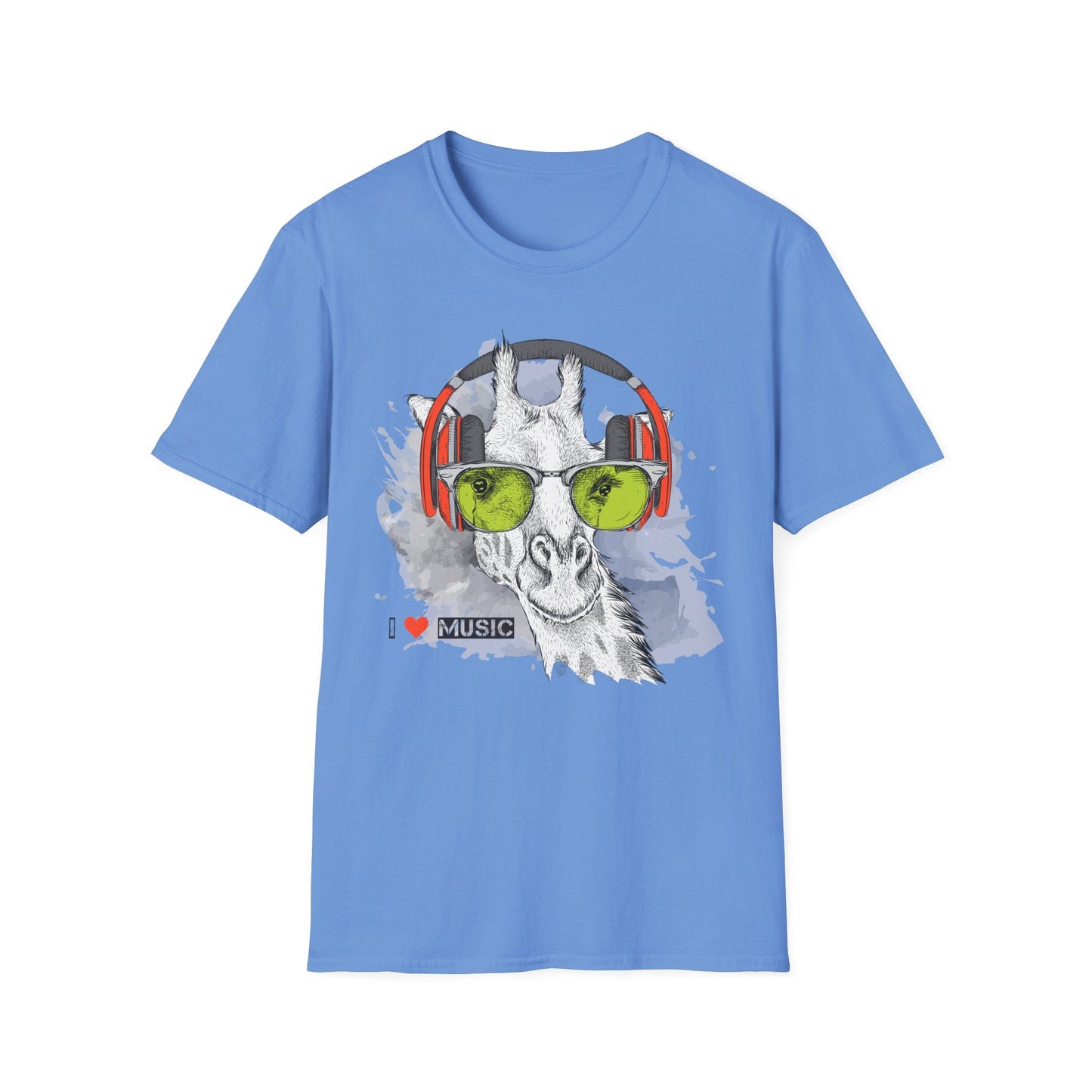 I Love Music Animals Shirt With Headphones Unisex Gildan Softstyle 100 Percent Ring Spun Cotton Tee